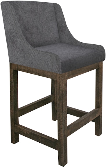 International Furniture Direct Gray Wooden Frame and Base, 30" Upholstered Barstool IUP700-BST30-121