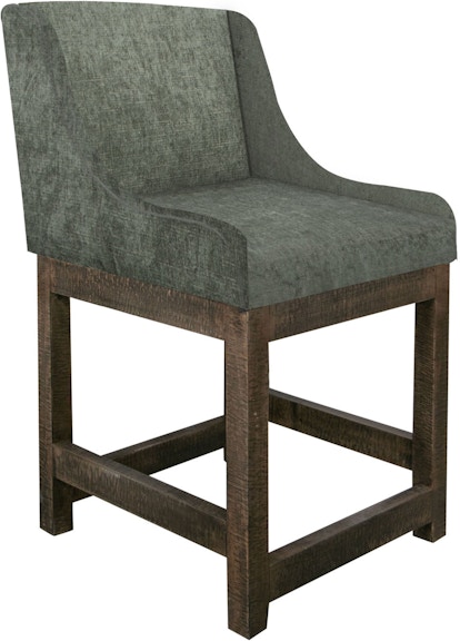 International Furniture Direct Gray Wooden Frame and Base, 24" Upholstered Barstool IUP700-BST24-111