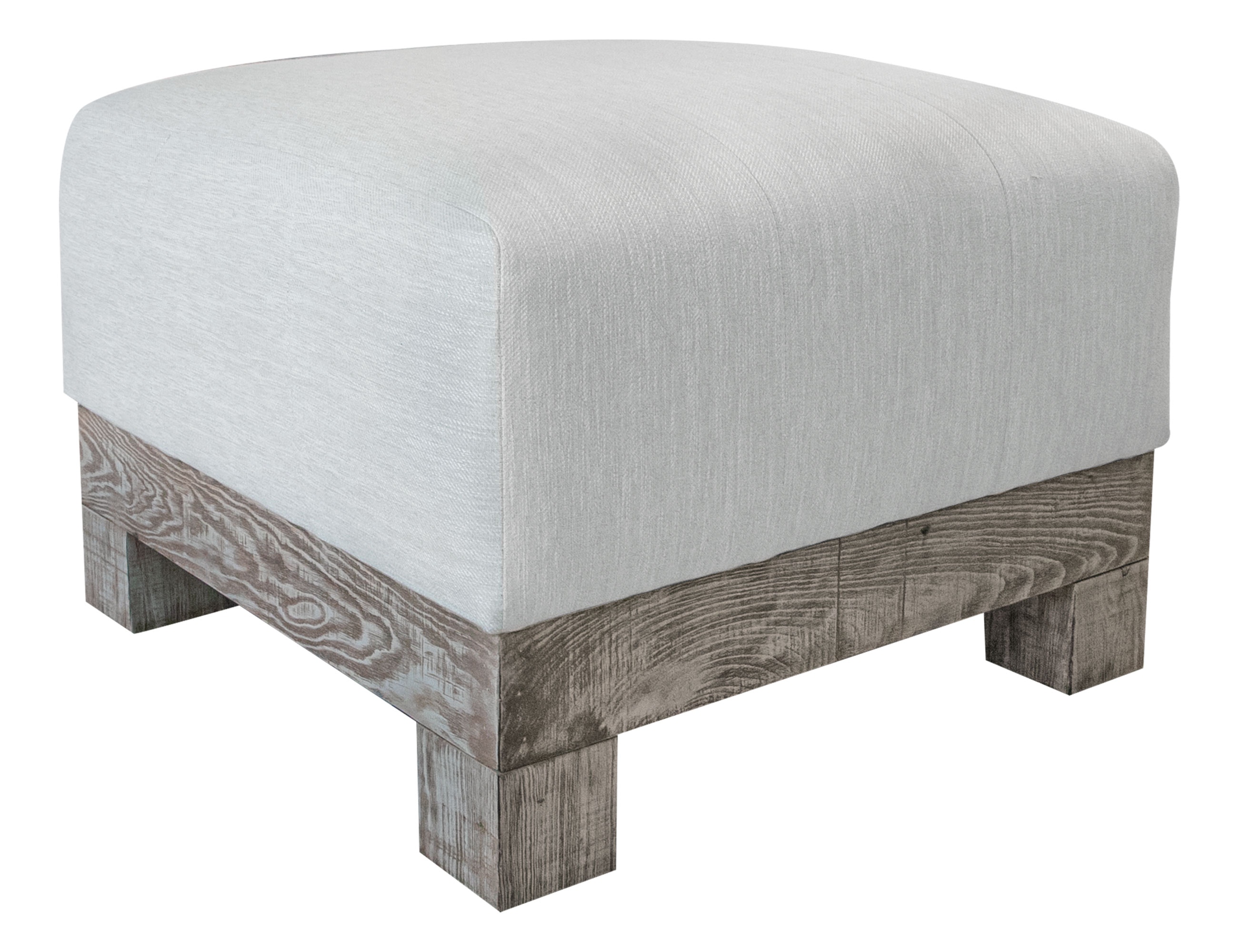  Wooden Frame and Base, Upholstered Square Ottoman 