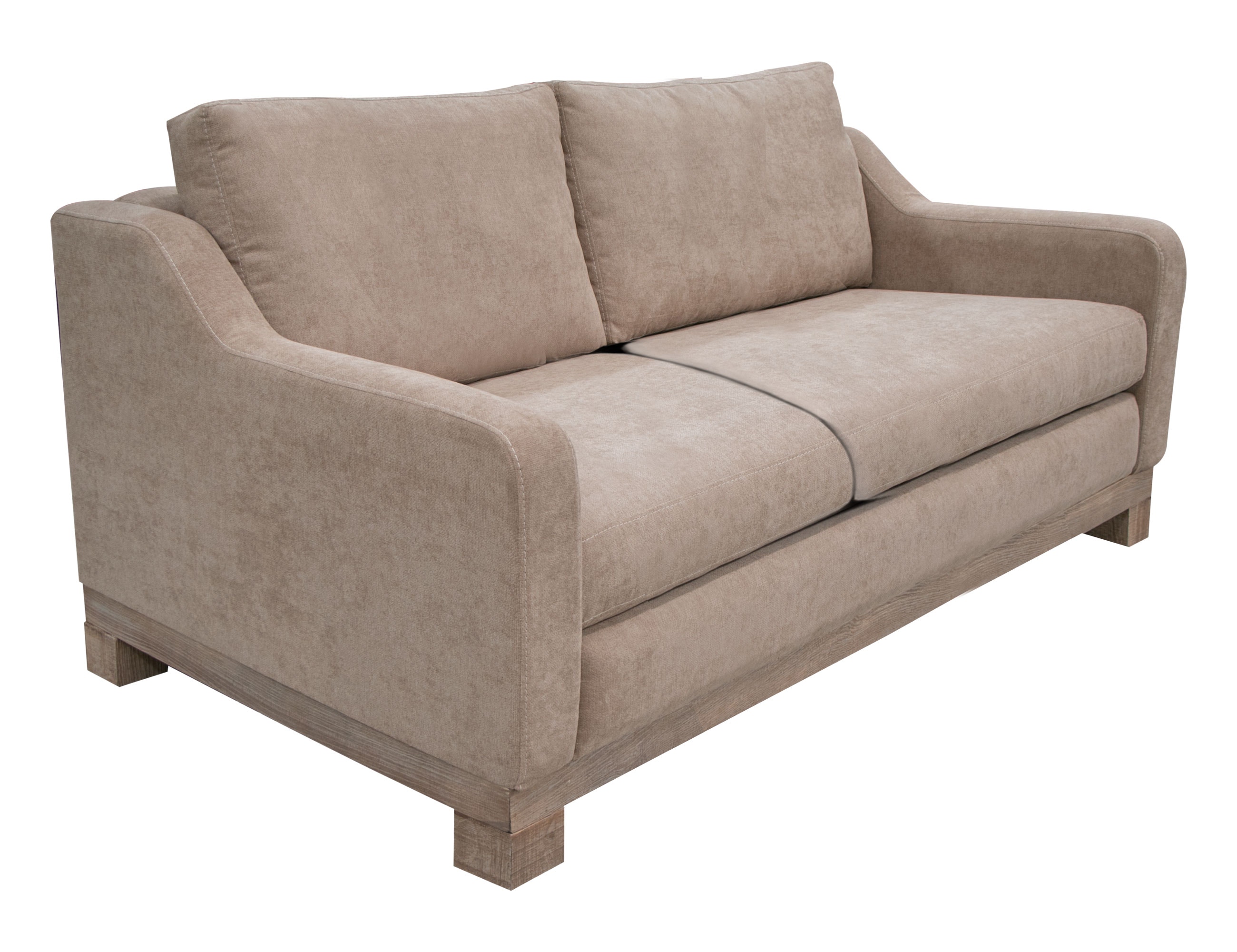  Wooden Frame and Base, Two-Cushion Sofa 