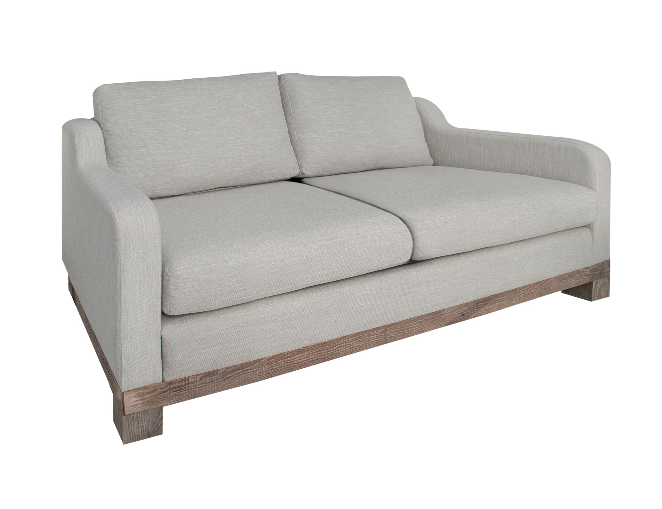  Wooden Frame and Base, Two-Cushion Sofa 