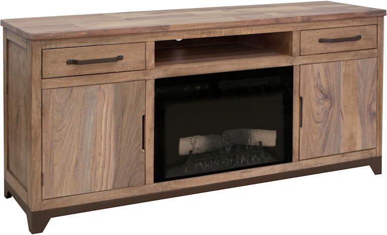 International Furniture Direct Natural Parota 2 Drawer, 2 Door 70" Electric Fireplace IFD8681EFP70