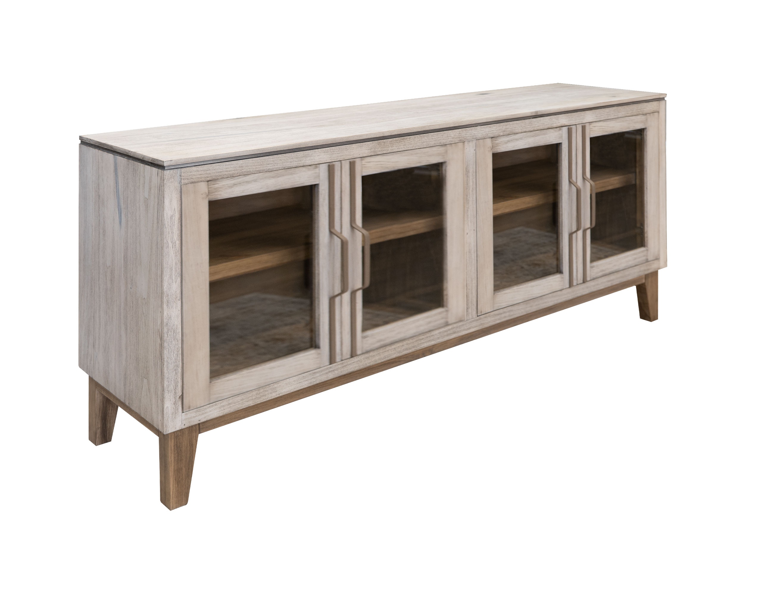 International Furniture Direct 4 Glass Door Metal Handle Console ...