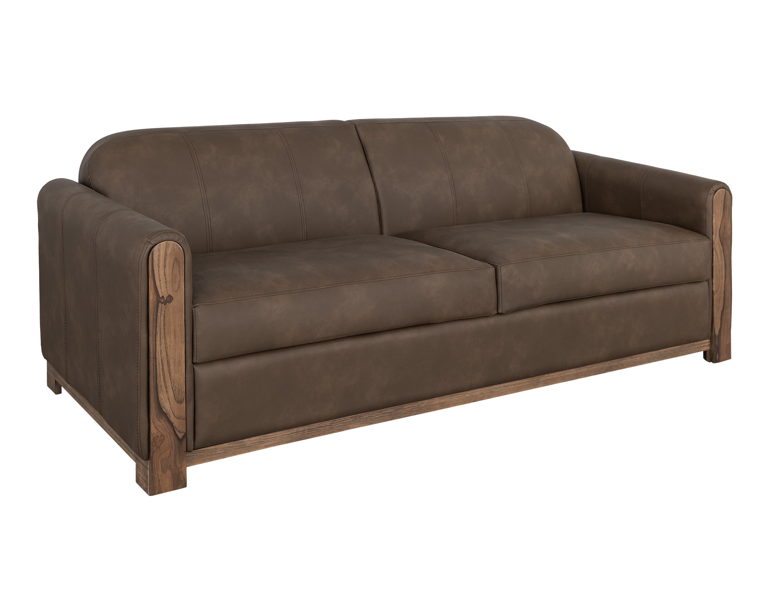  Wooden Frame and Base, Two-Cushion Sofa 