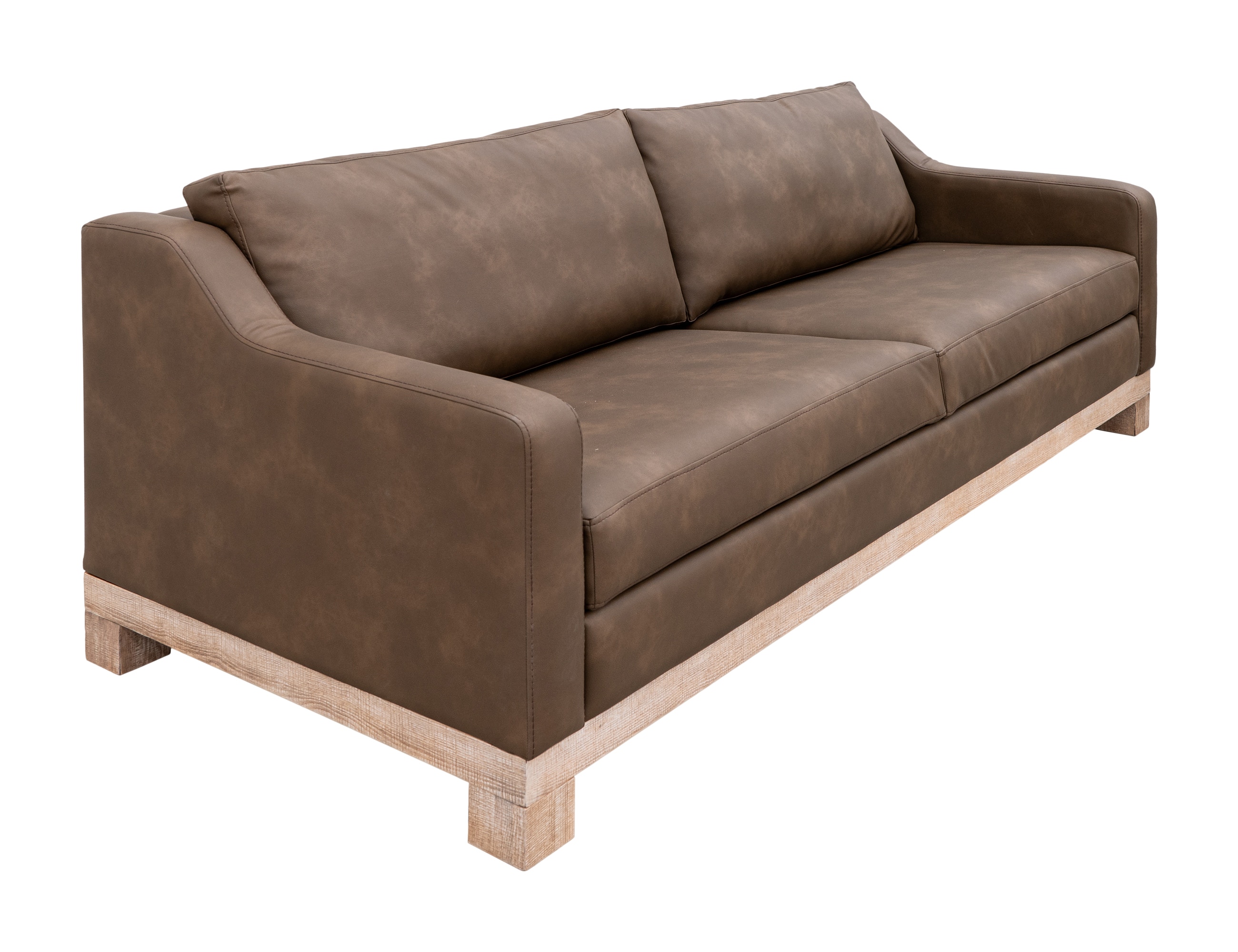  Wooden Frame and Base, Two-Cushion Sofa 