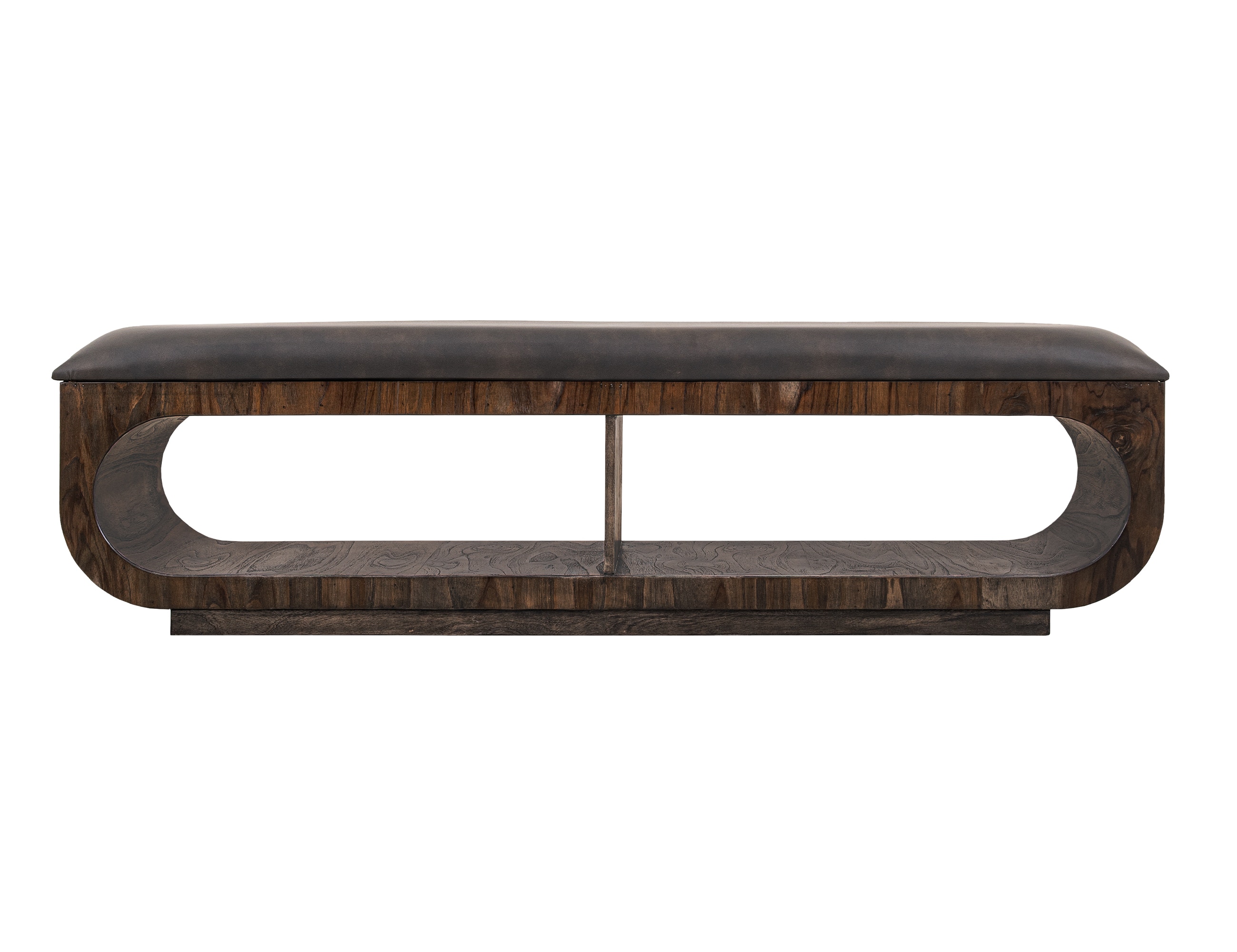  Upholstered Seat Bench with Two Open Shelves 