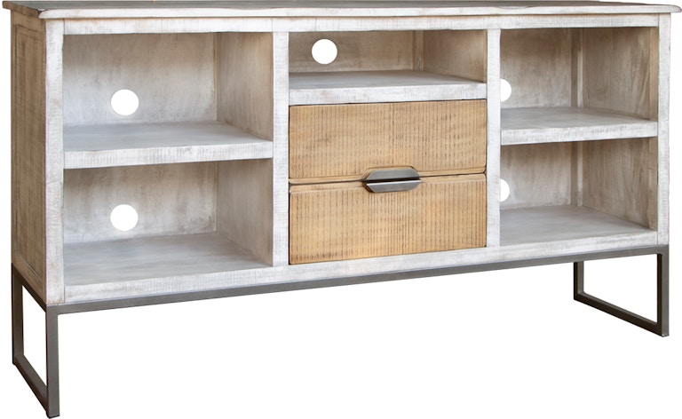 International Furniture Direct Mita 5 Shelves, 2 Drawers TV Stand IFD2411STN