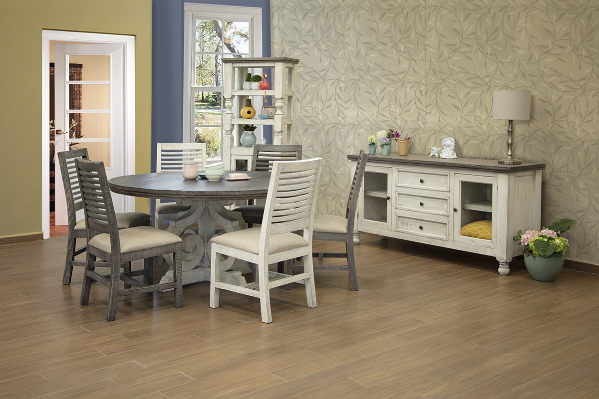 International Furniture Direct Dining Room Round Dining Scroll Base