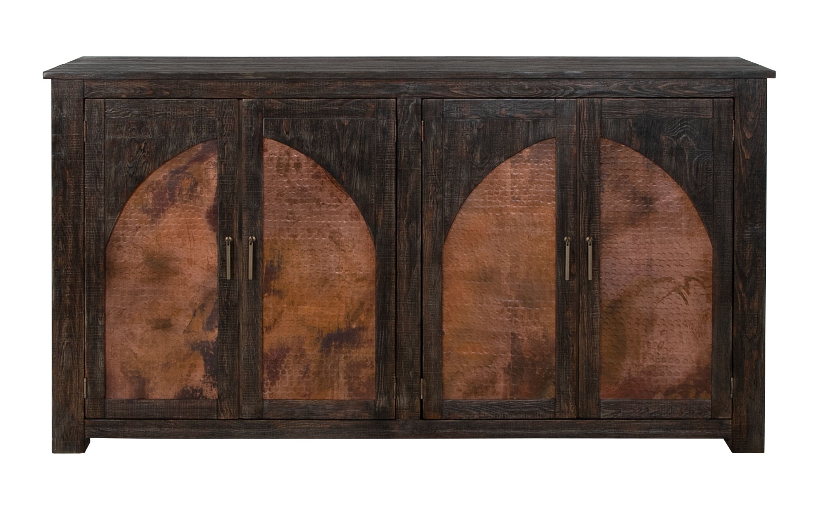 International Furniture Direct 4 Copper-Paneled Door Console IFD7781CNS