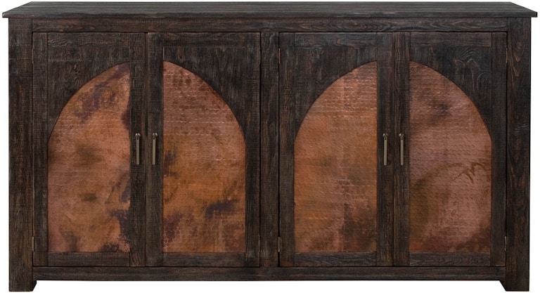 International Furniture Direct Blackburn 4 Copper-Paneled Door Console IFD7781CNS