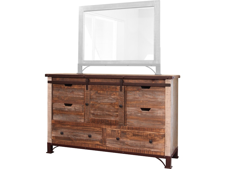 International Furniture Direct Bedroom 6 Drawer 1 Sliding Door Dresser Ifd969dsr Woody S