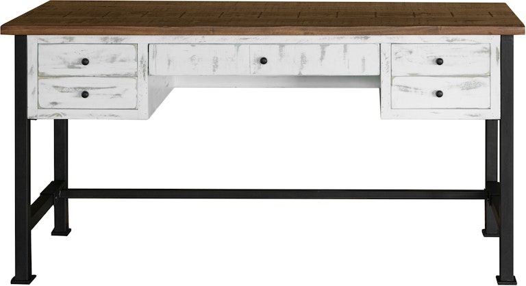 International Furniture Direct Pueblo White 5 Drawer Desk IFD360DESK