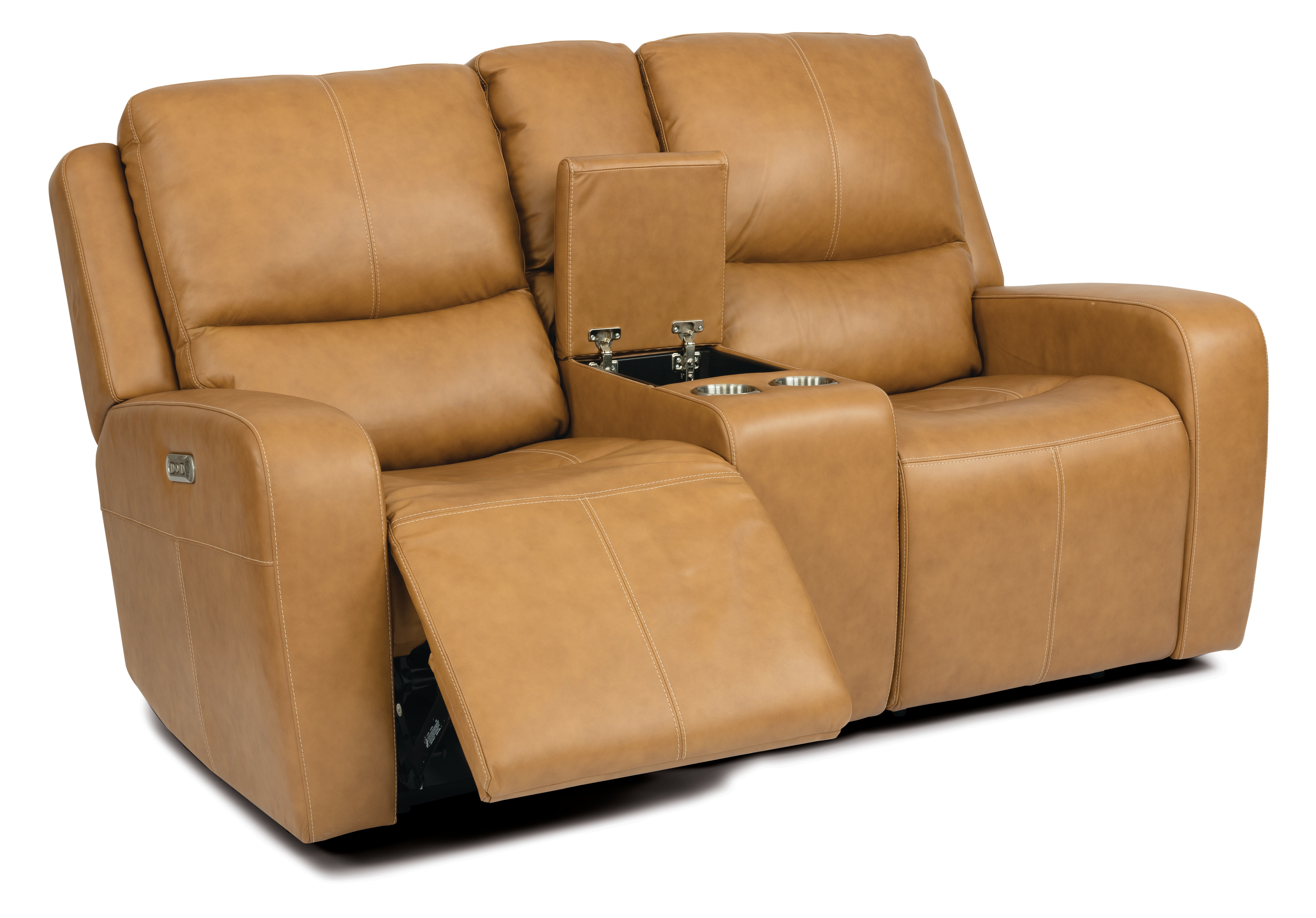 flexsteel leather power reclining loveseat with console