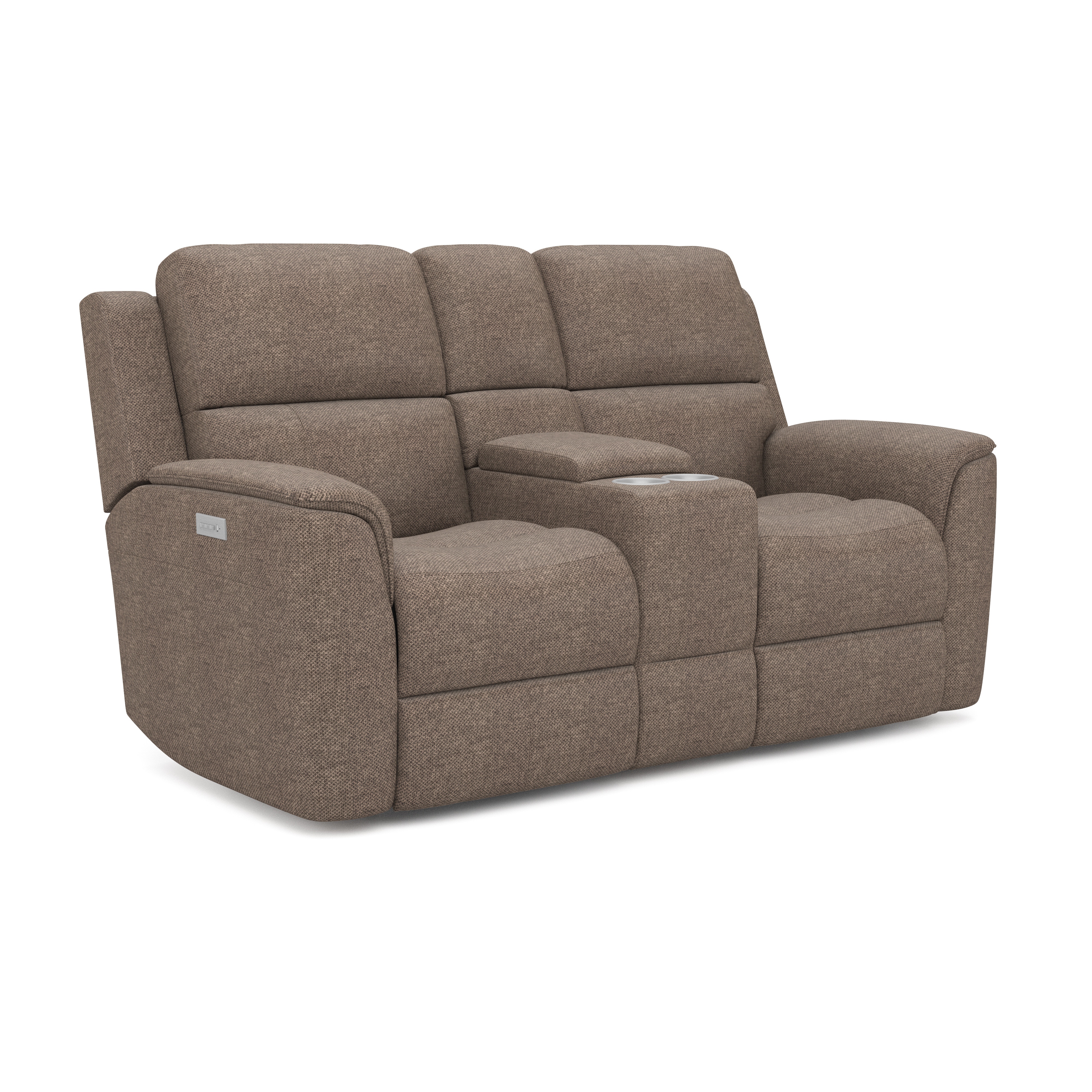 flexsteel leather power reclining loveseat with console