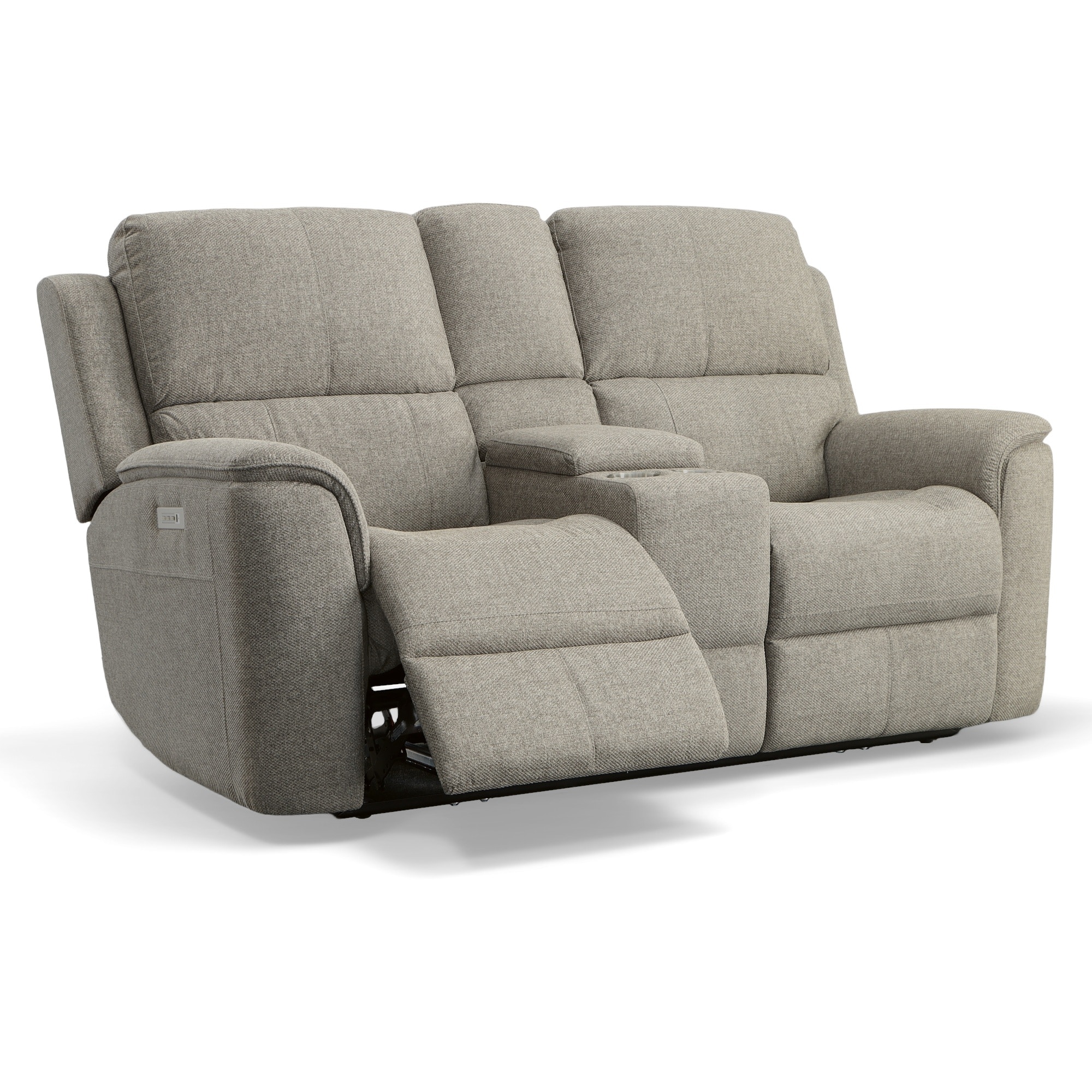 Hewitt grey reclining loveseat 2024 with console