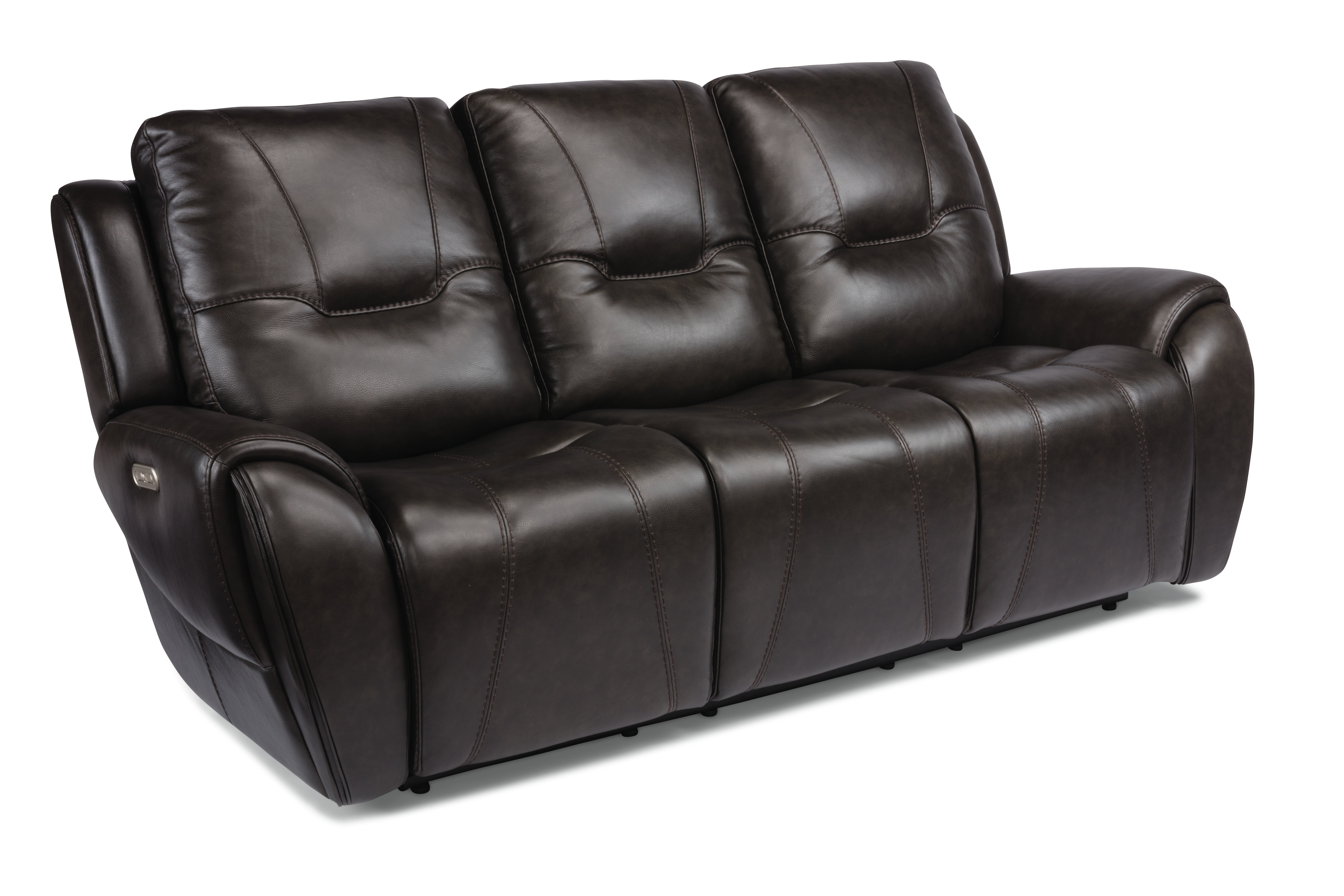 Black leather best sale power recliner sofa