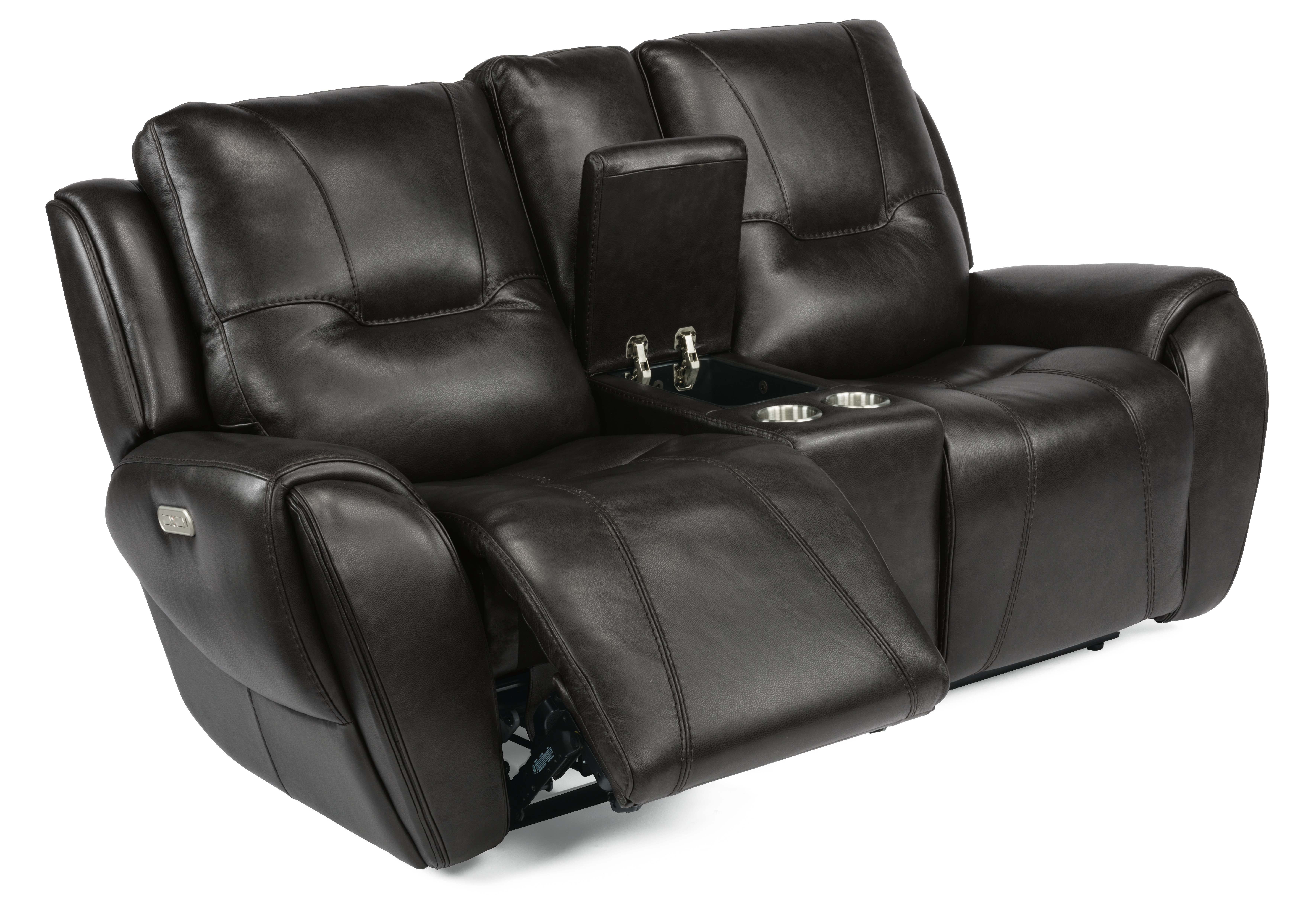 Flexsteel Living Room Power Reclining Loveseat with Console and Power Headrests 113464PH