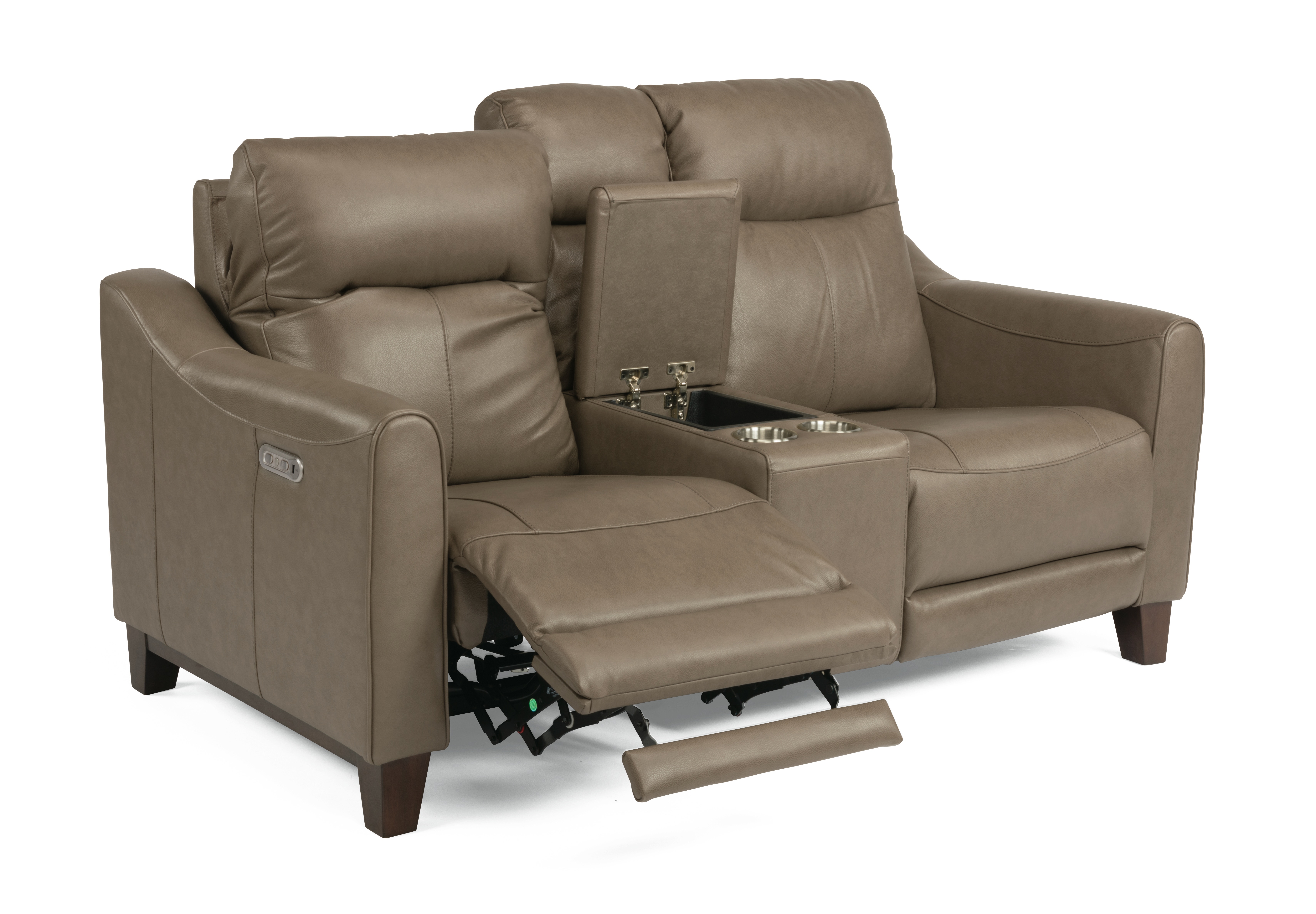Flexsteel Living Room Power Reclining Loveseat with Console and Power