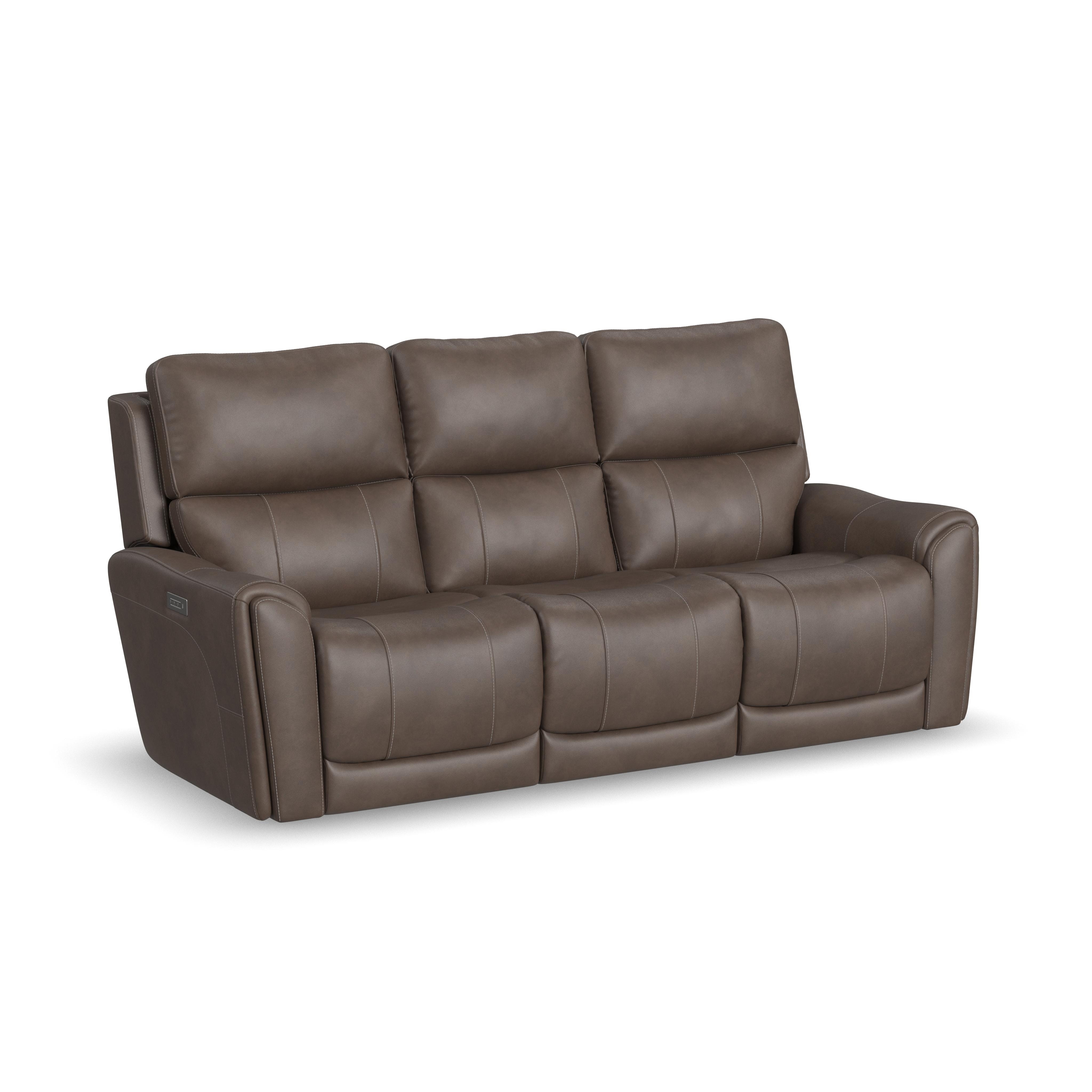 Flexsteel Living Room Power Reclining Sofa with Console and Power Headrests and Lumbar 1587 63PH