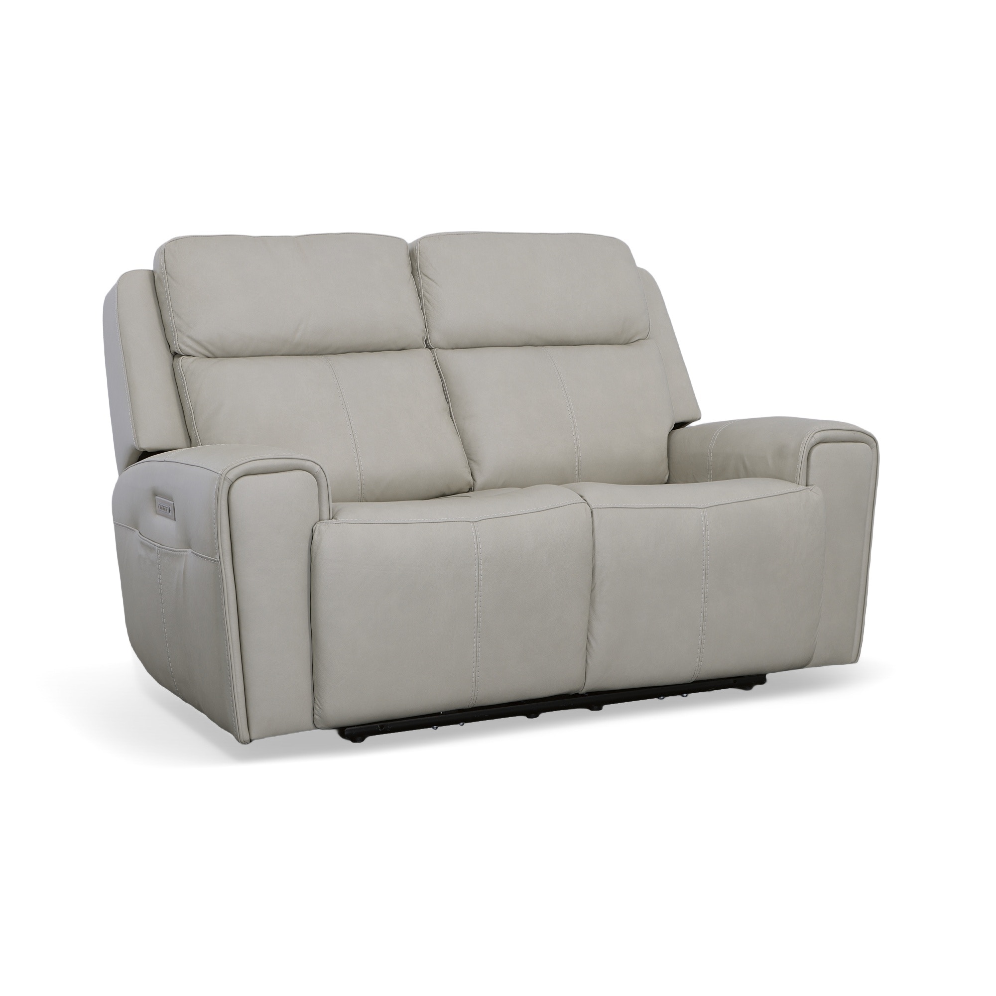 Gray leather deals power reclining loveseat