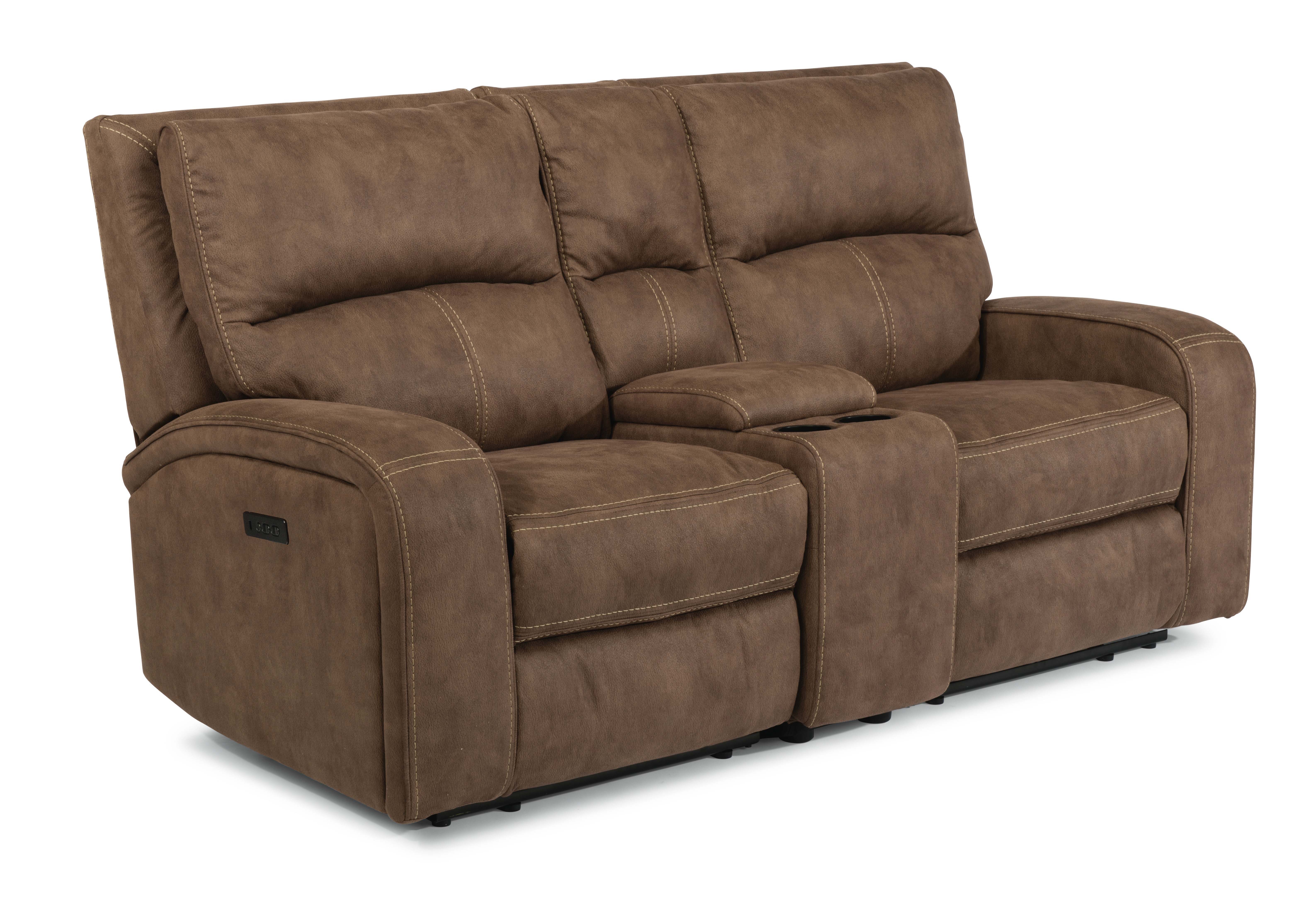 Flexsteel Living Room Power Reclining Loveseat With Console And Power ...