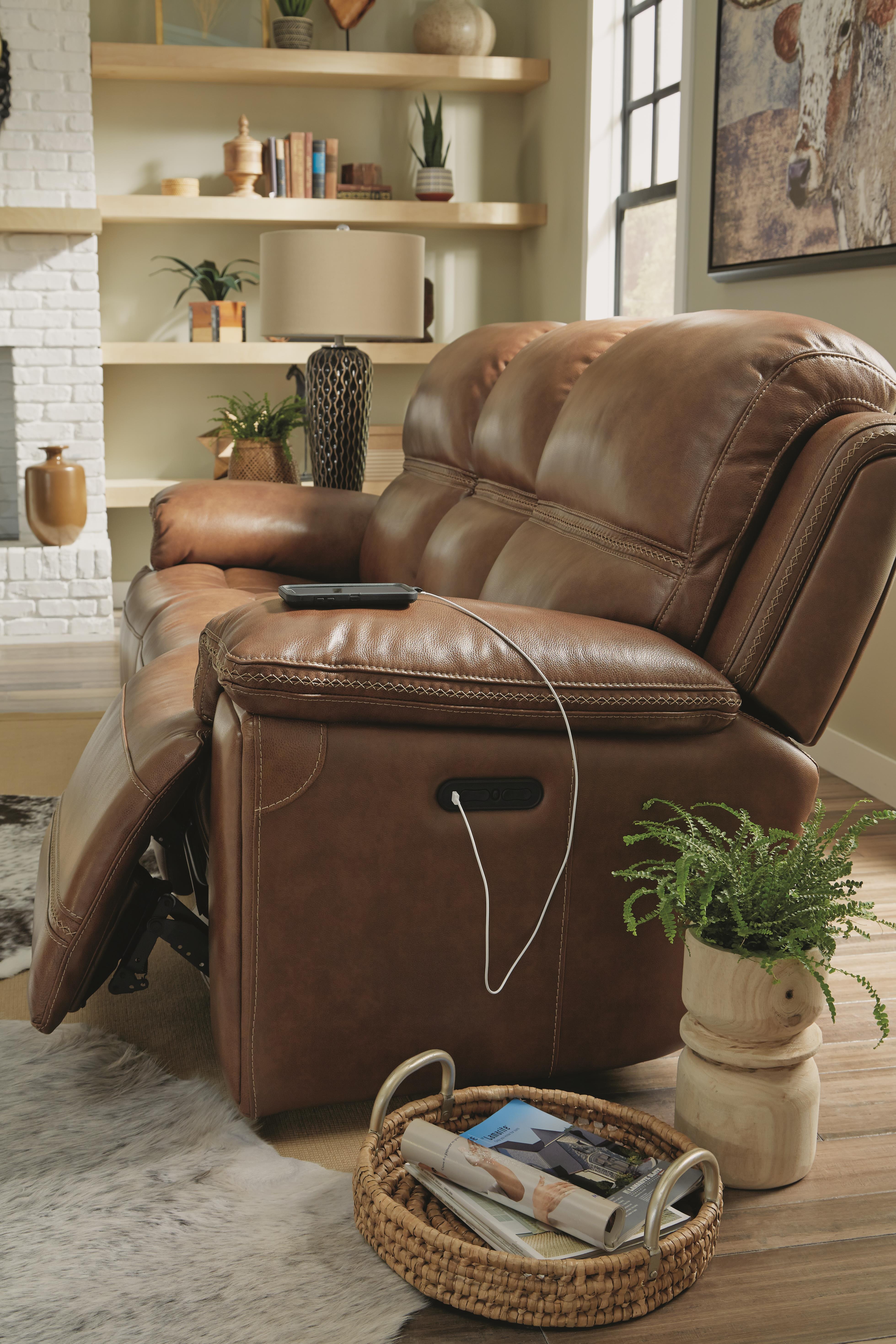 flexsteel fenwick leather power reclining sofa with power headrests