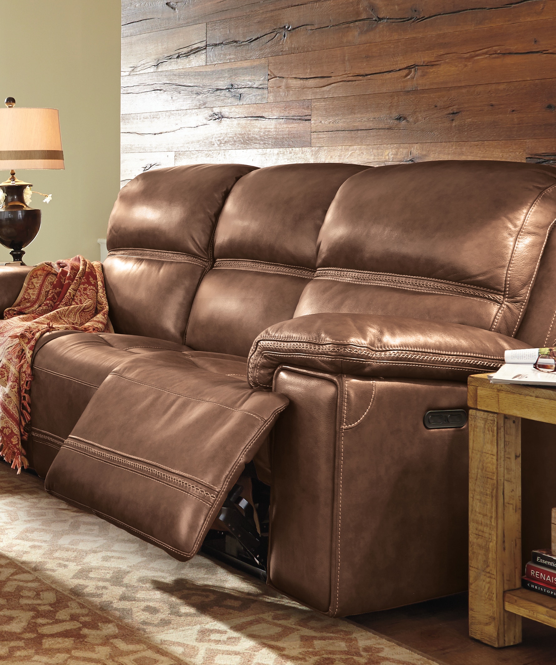 flexsteel fenwick leather power reclining sofa with power headrests