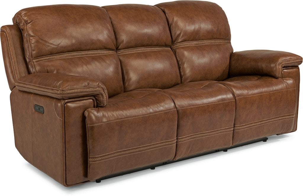 flexsteel brown leather sofa