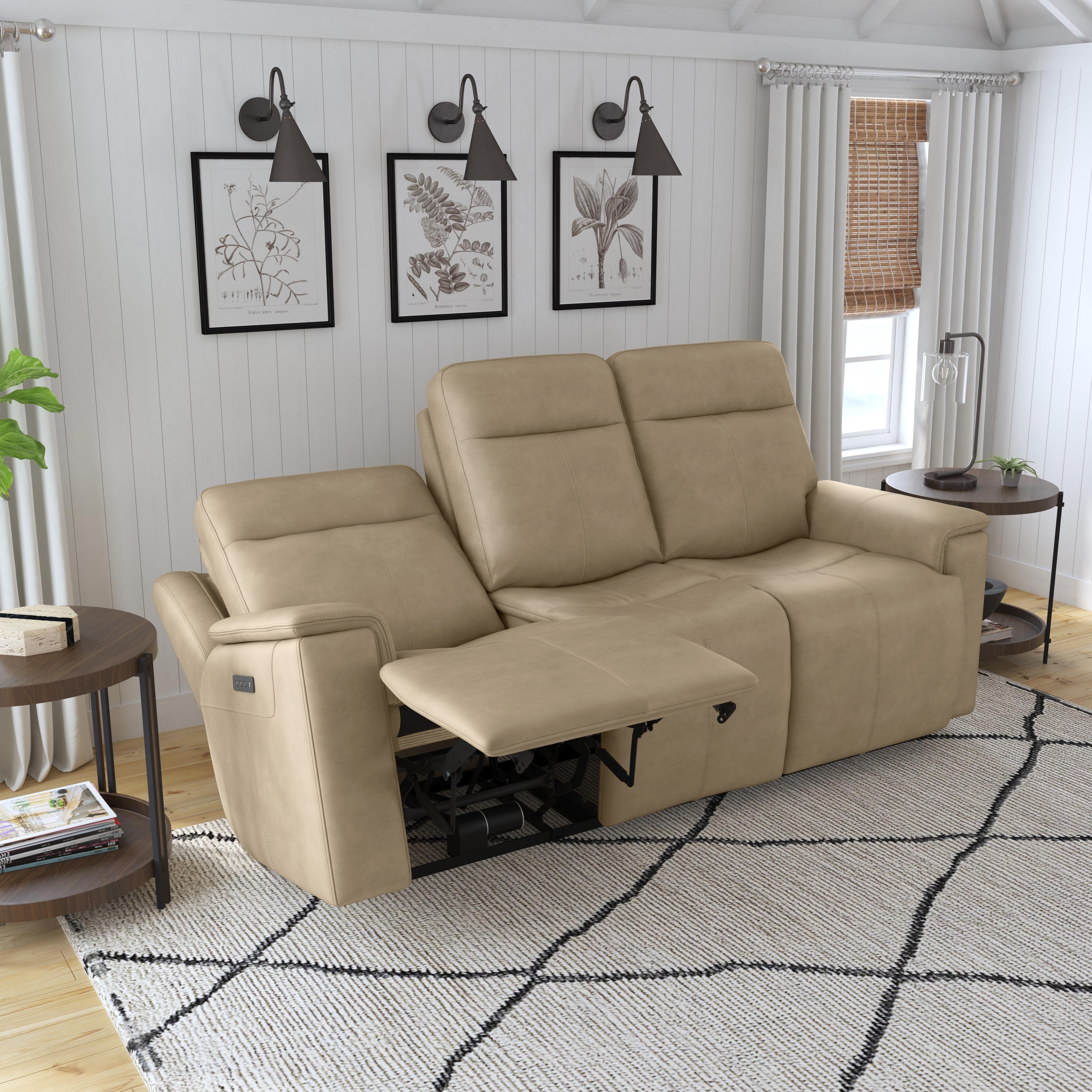 Flexsteel Living Room Power Reclining Sofa With Power Headrests And ...