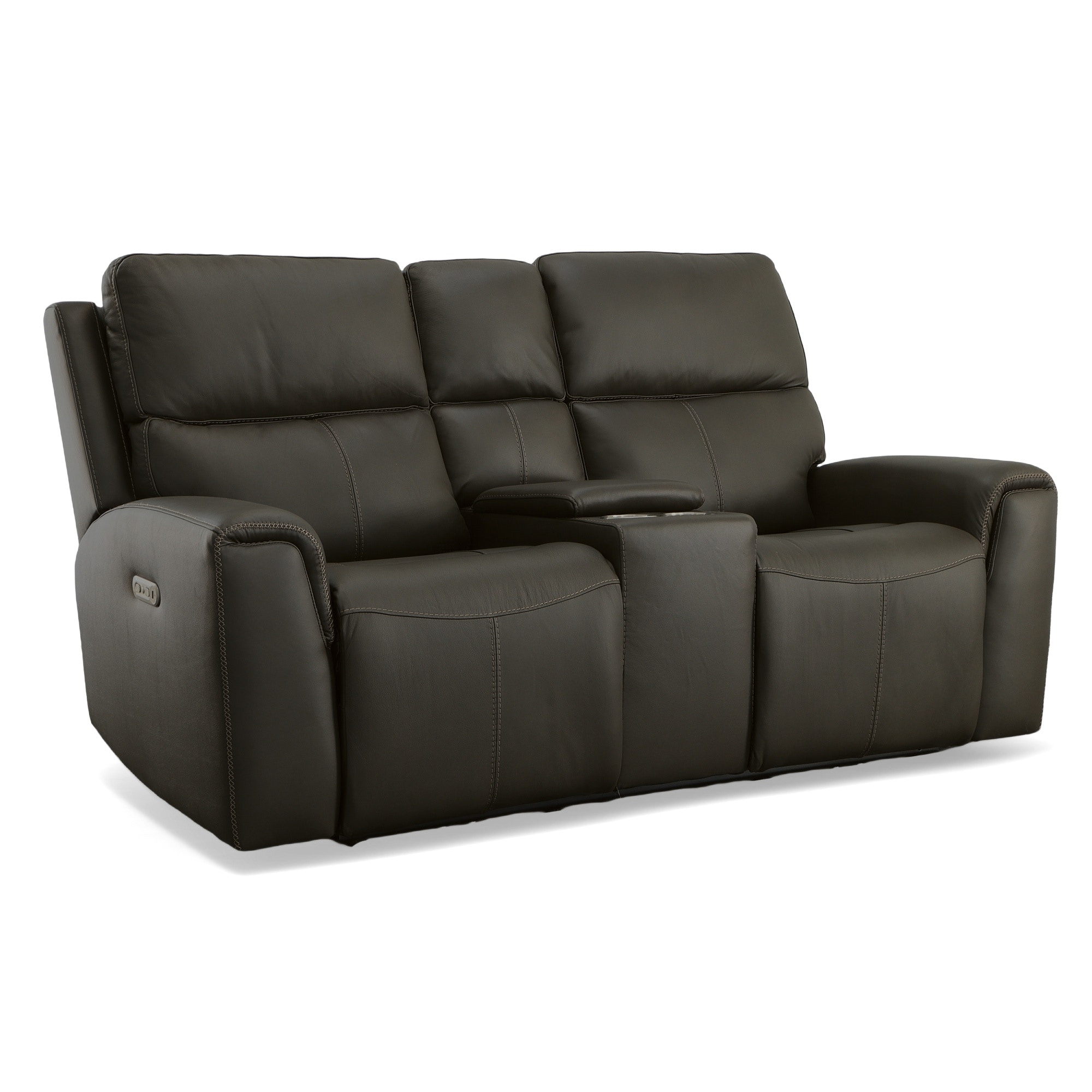 Flexsteel Living Room Power Reclining Loveseat with Console and 