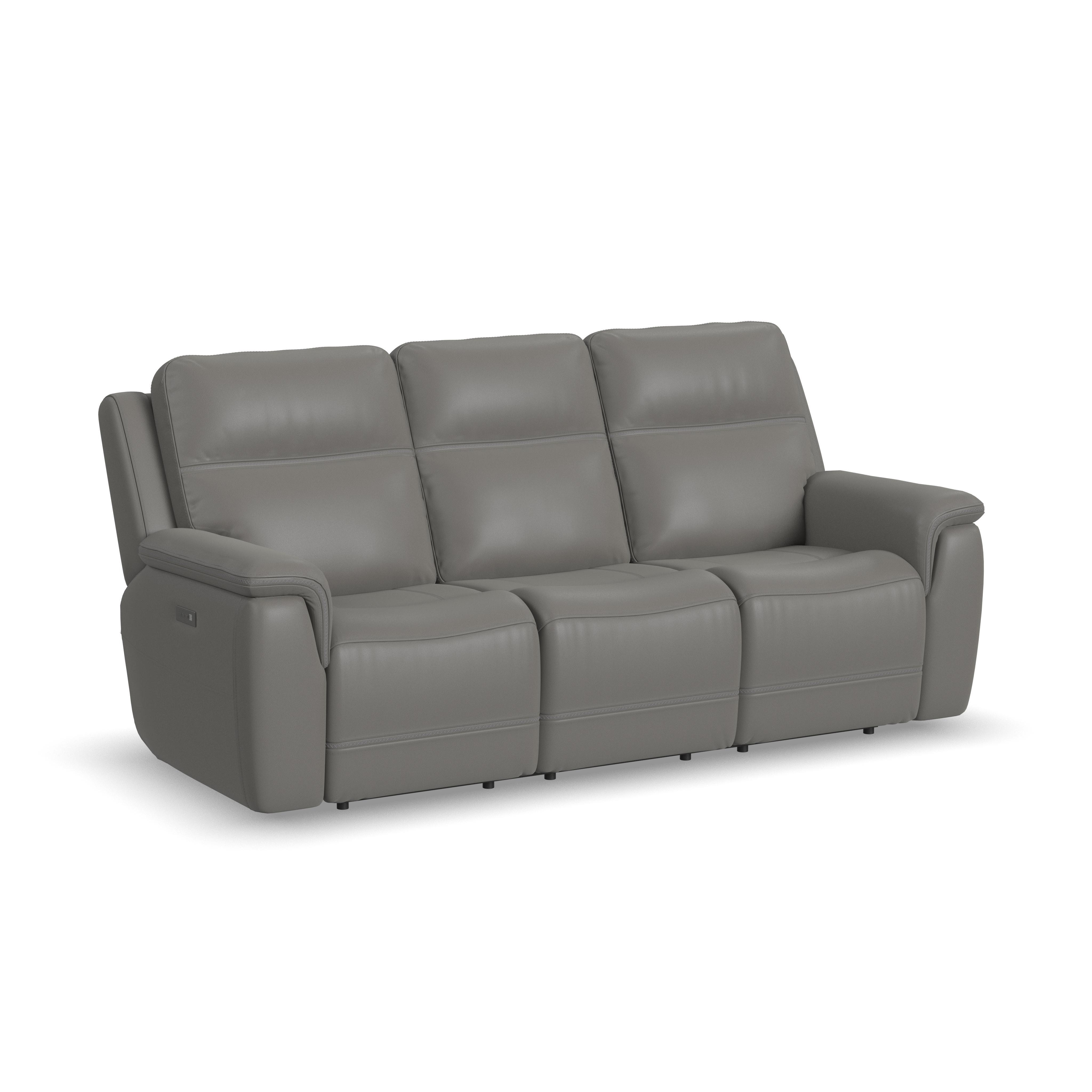 flexsteel leather power reclining sofa with power headrests