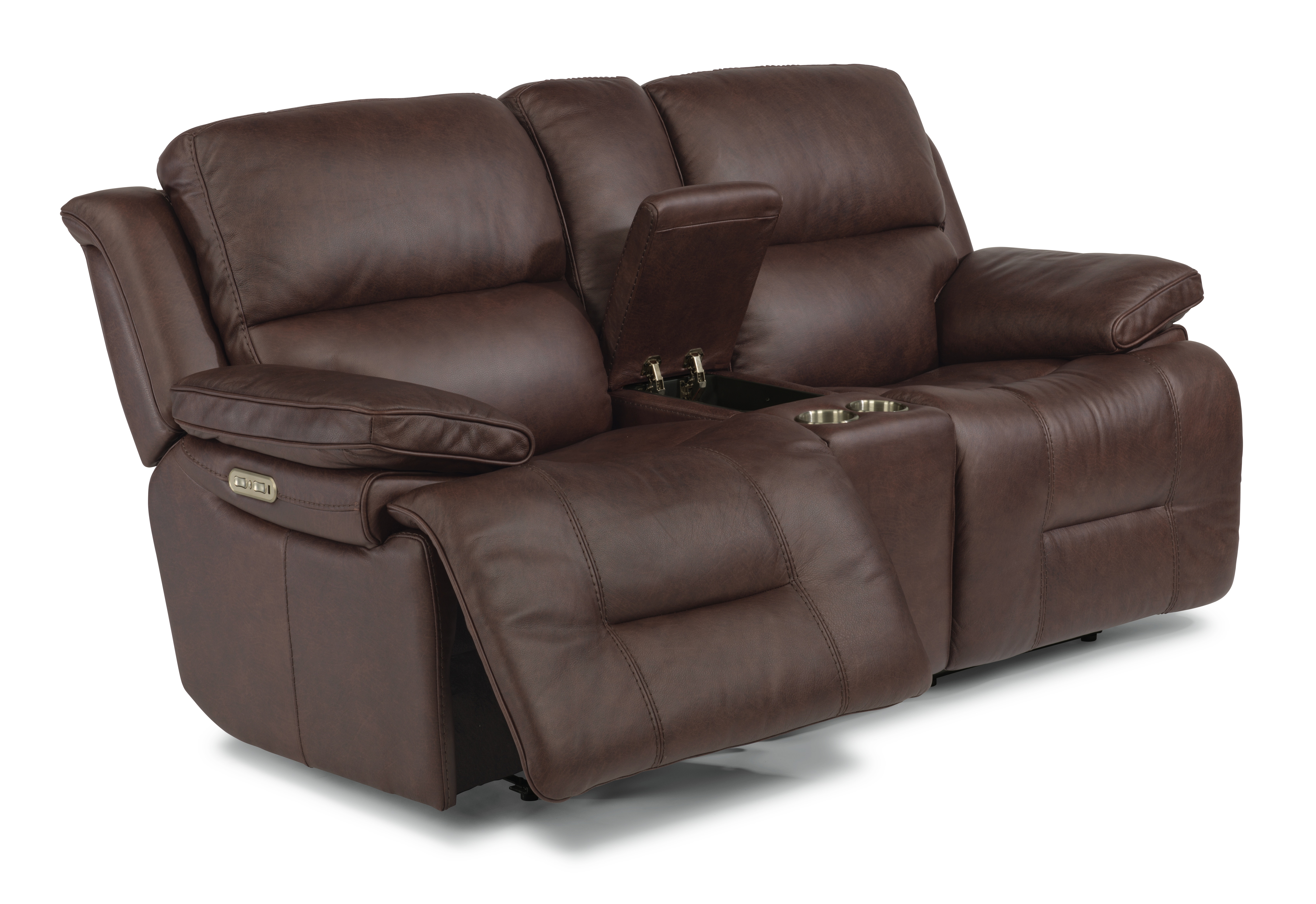Flexsteel Power Reclining Loveseat with Console and Power Headrests 1849-64PH