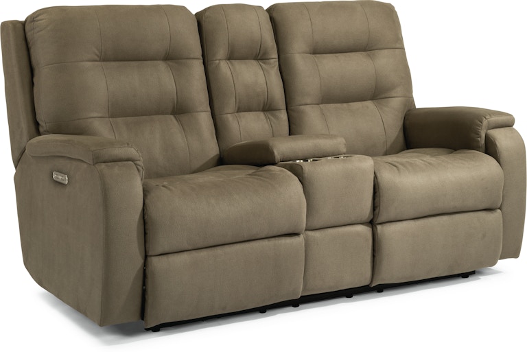 Flexsteel Arlo Power Reclining Loveseat with Console and Power Headrests 2810-601H