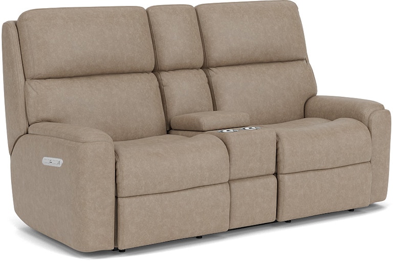 Flexsteel Rio Power Reclining Loveseat with Console and Power Headrests 2904-601H