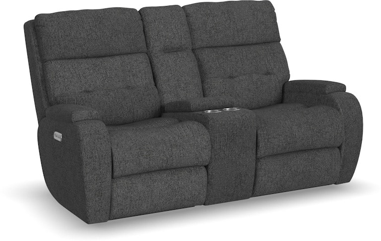 Flexsteel Strait Power Reclining Loveseat with Console and Power Headrests 2906-601H