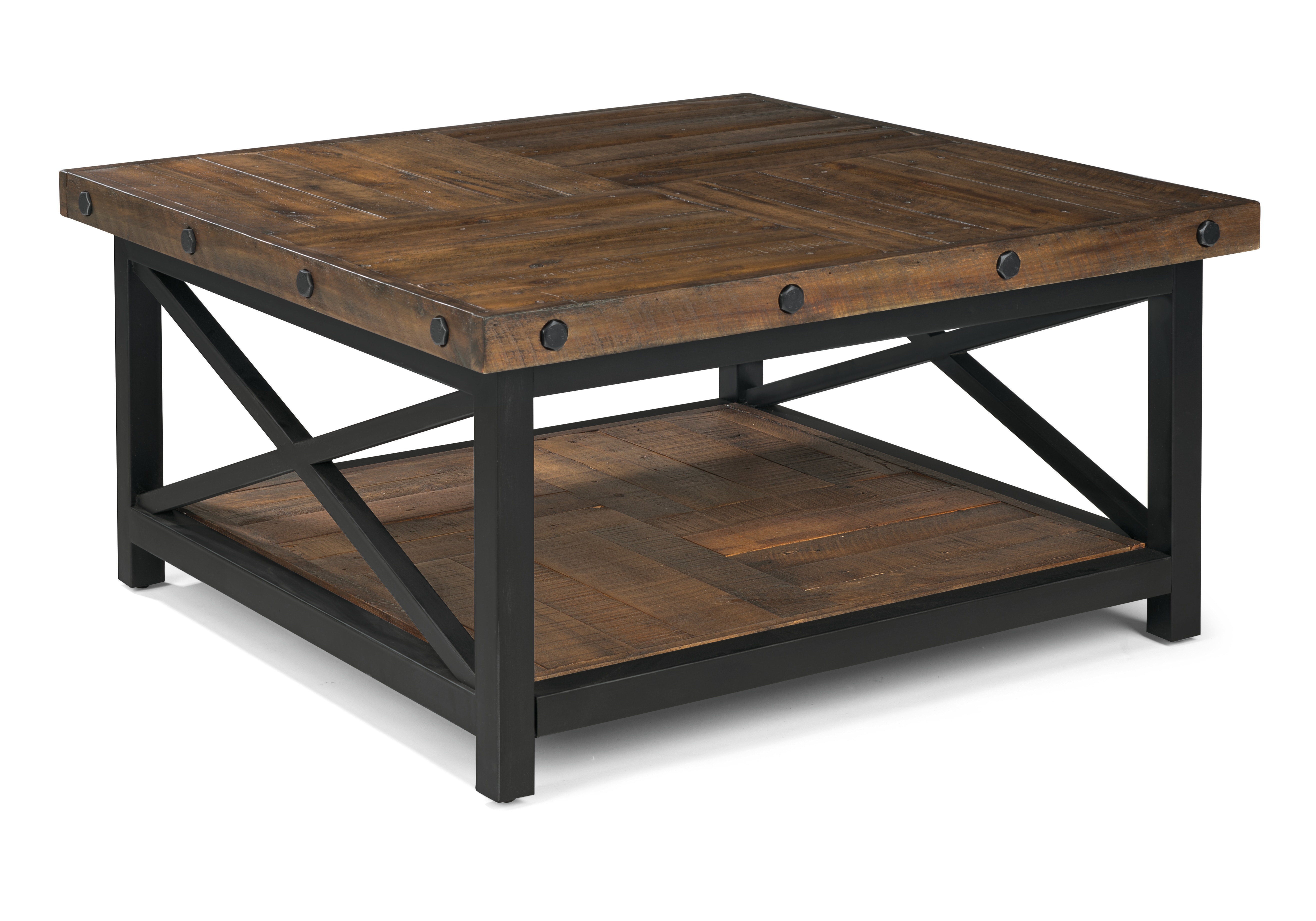 wood metal square coffee table