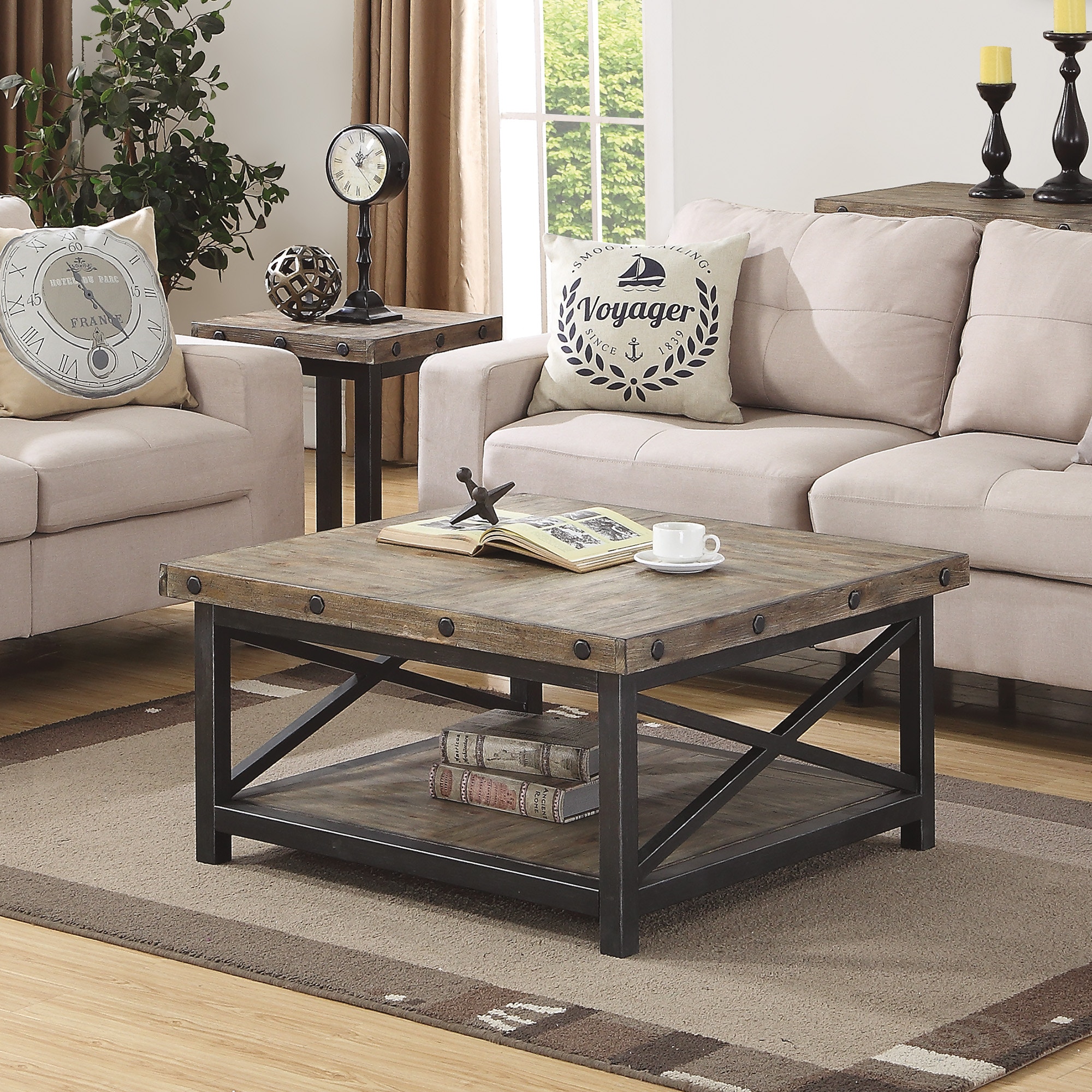 Square metal deals coffee table