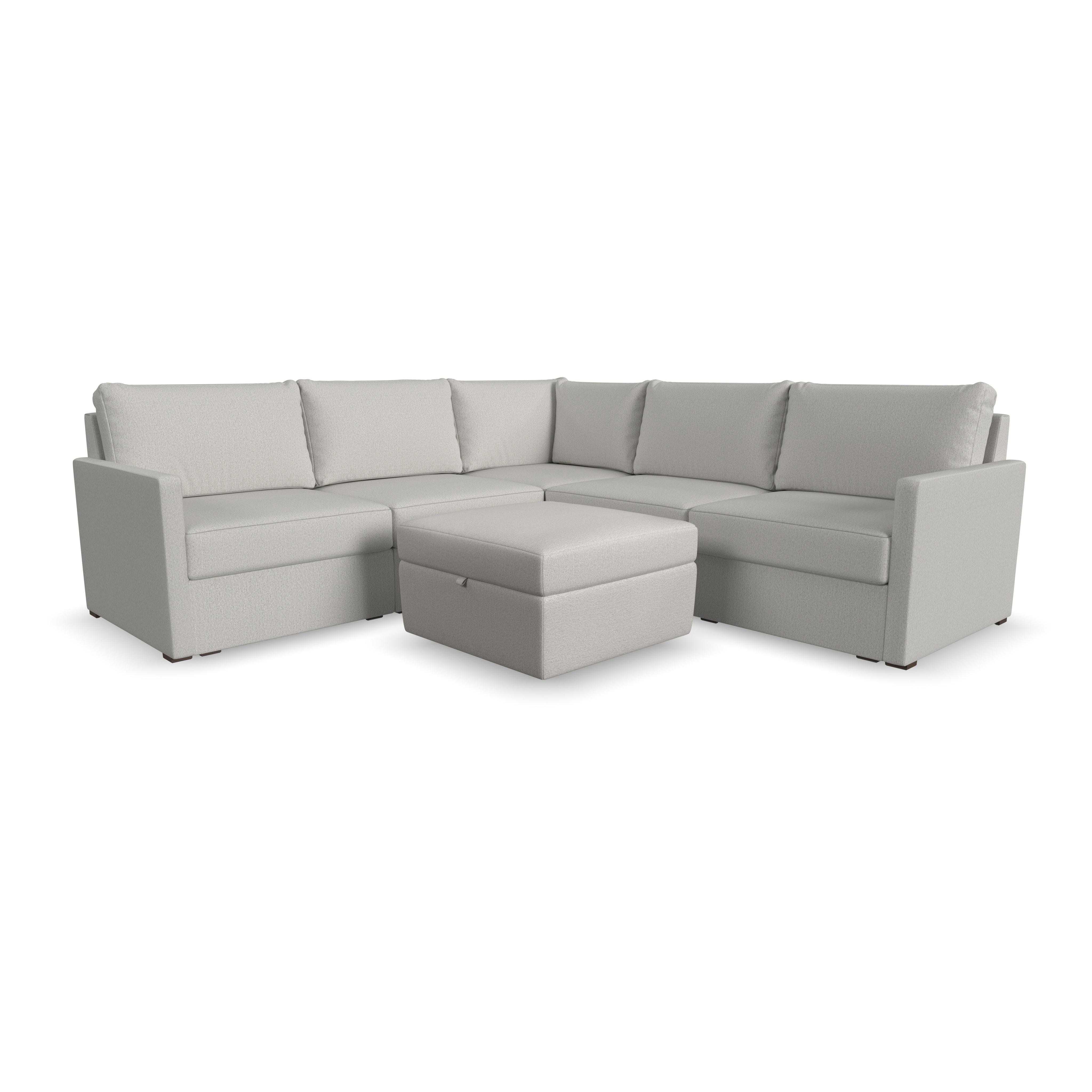 Flexsteel 5-Seat Sectional With Storage Ottoman - Frost 90225NSECS31301
