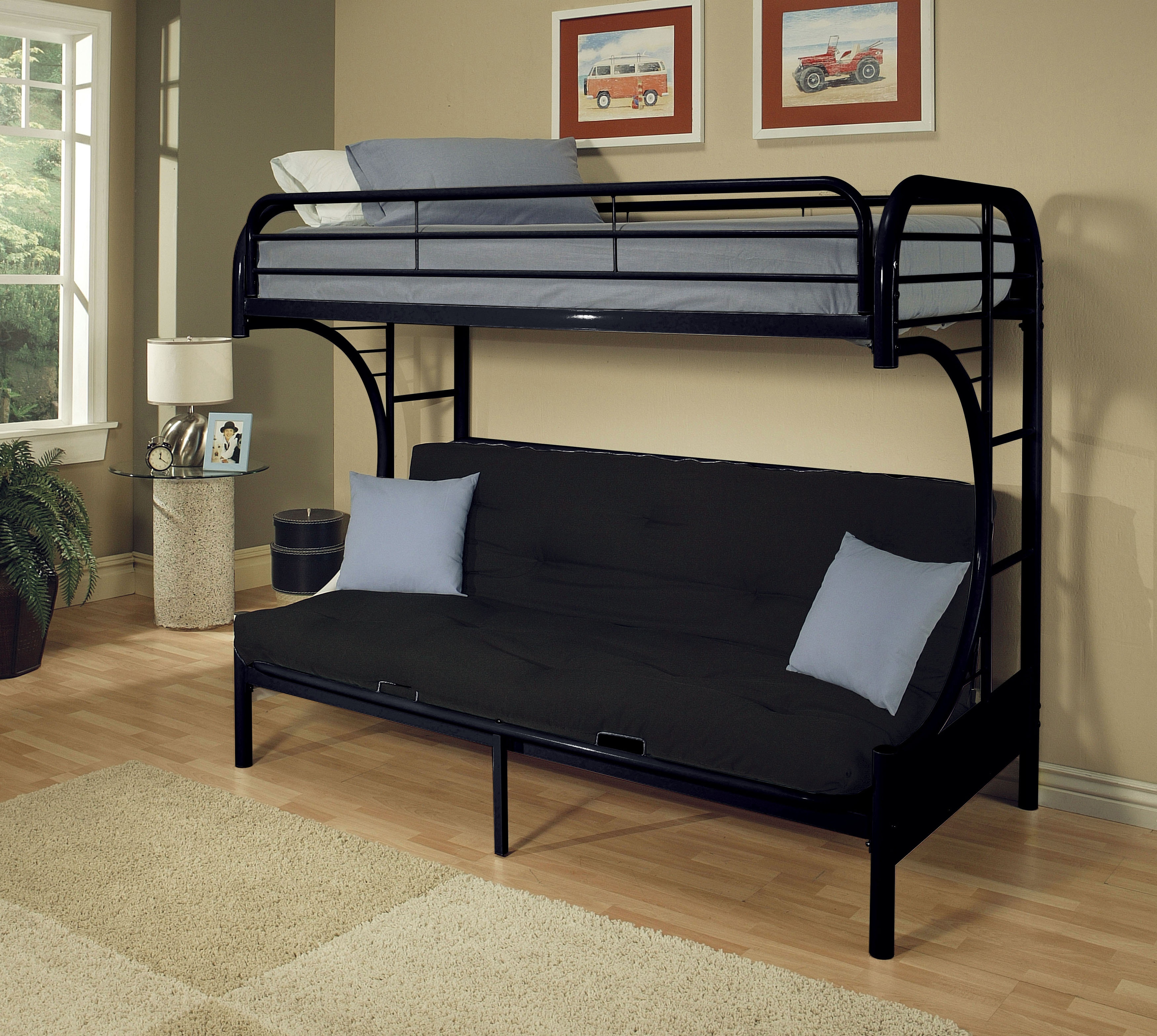 diagonal liste Lys Acme Furniture Youth Eclipse Twin/Full/Futon Bunk Bed 02091W-BK - Leon  Furniture - Phoenix, AZ