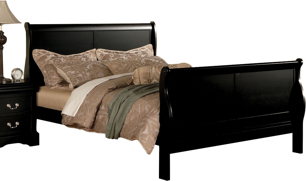 19500q acme louis philippe iii queen bed in black