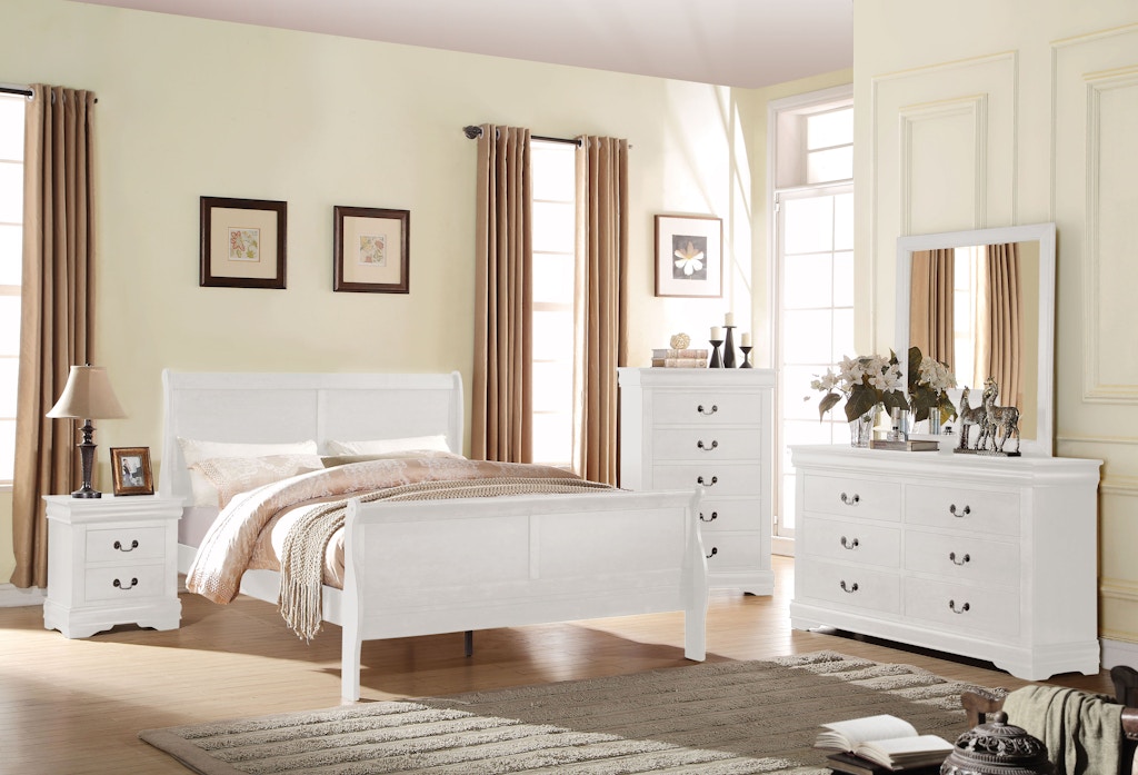 Acme Furniture - Louis Philippe White Dresser with Mirror - 23834
