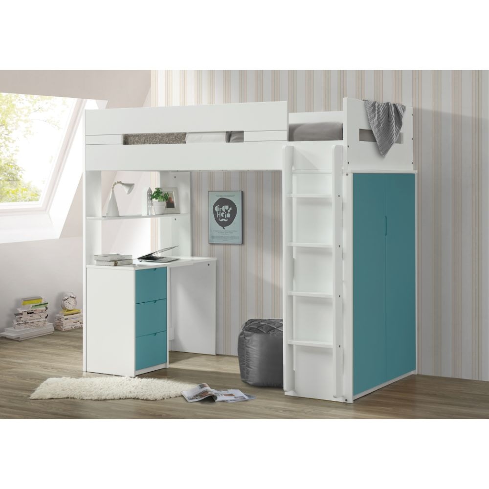  Nerice Twin Loft Bed With Desk and Wardrobe 