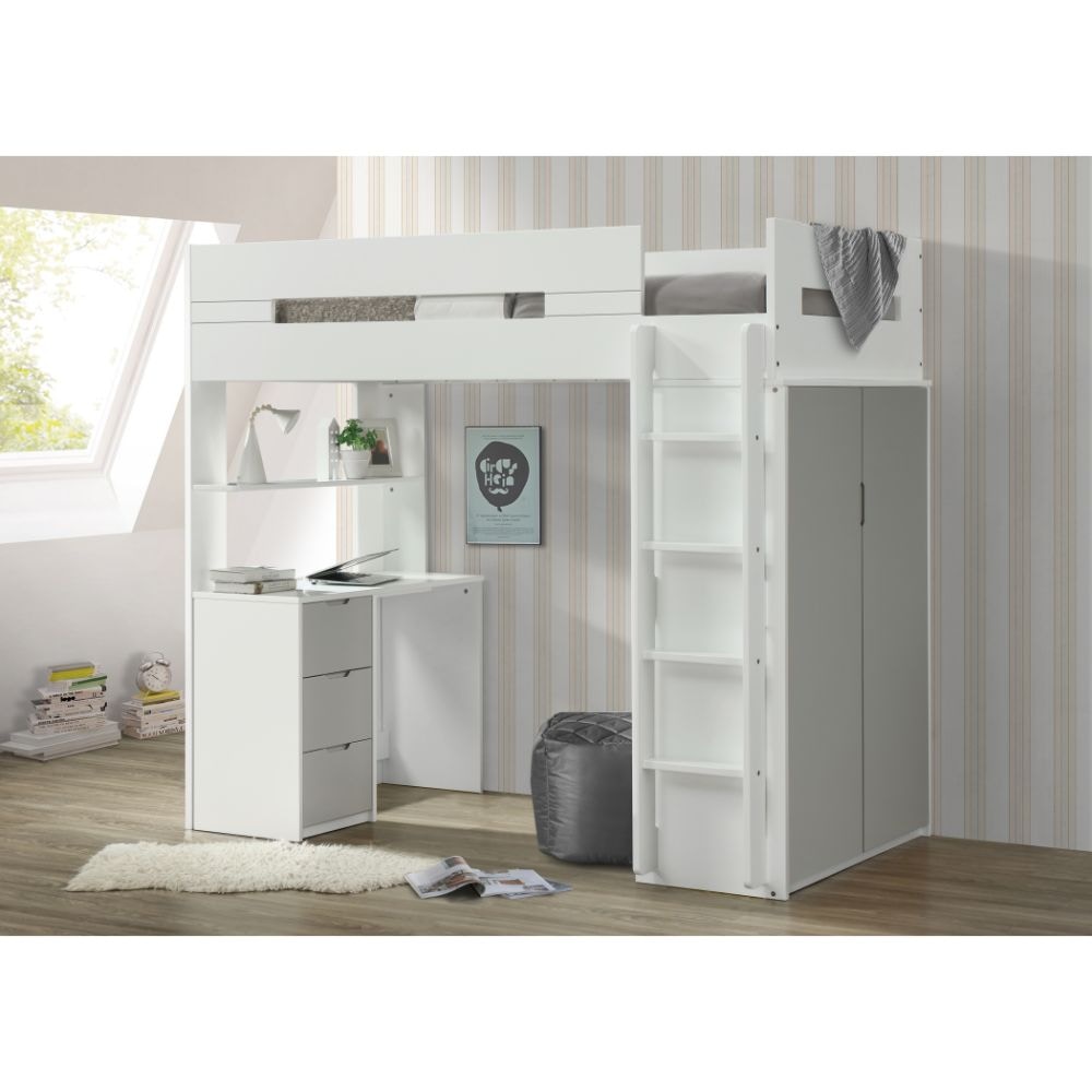  Nerice Twin Loft Bed With Desk and Wardrobe 