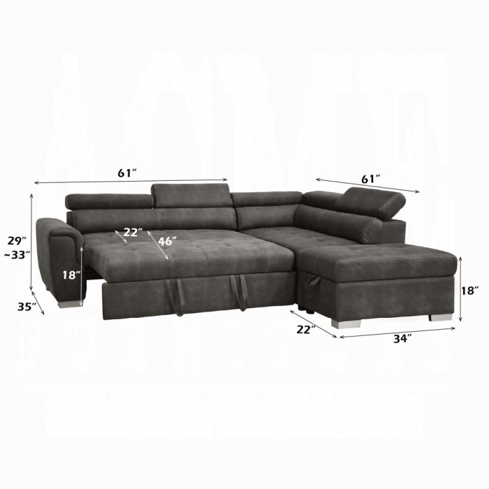 Acme Furniture Living Room Thelma Sectional Sofa With Pull-Out Bed