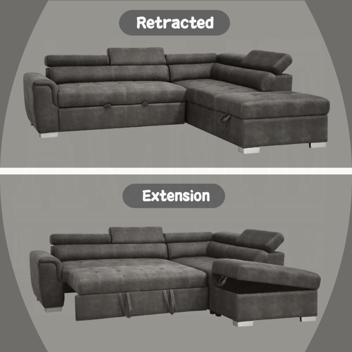 Acme Furniture Living Room Thelma Sectional Sofa With Pull-Out Bed