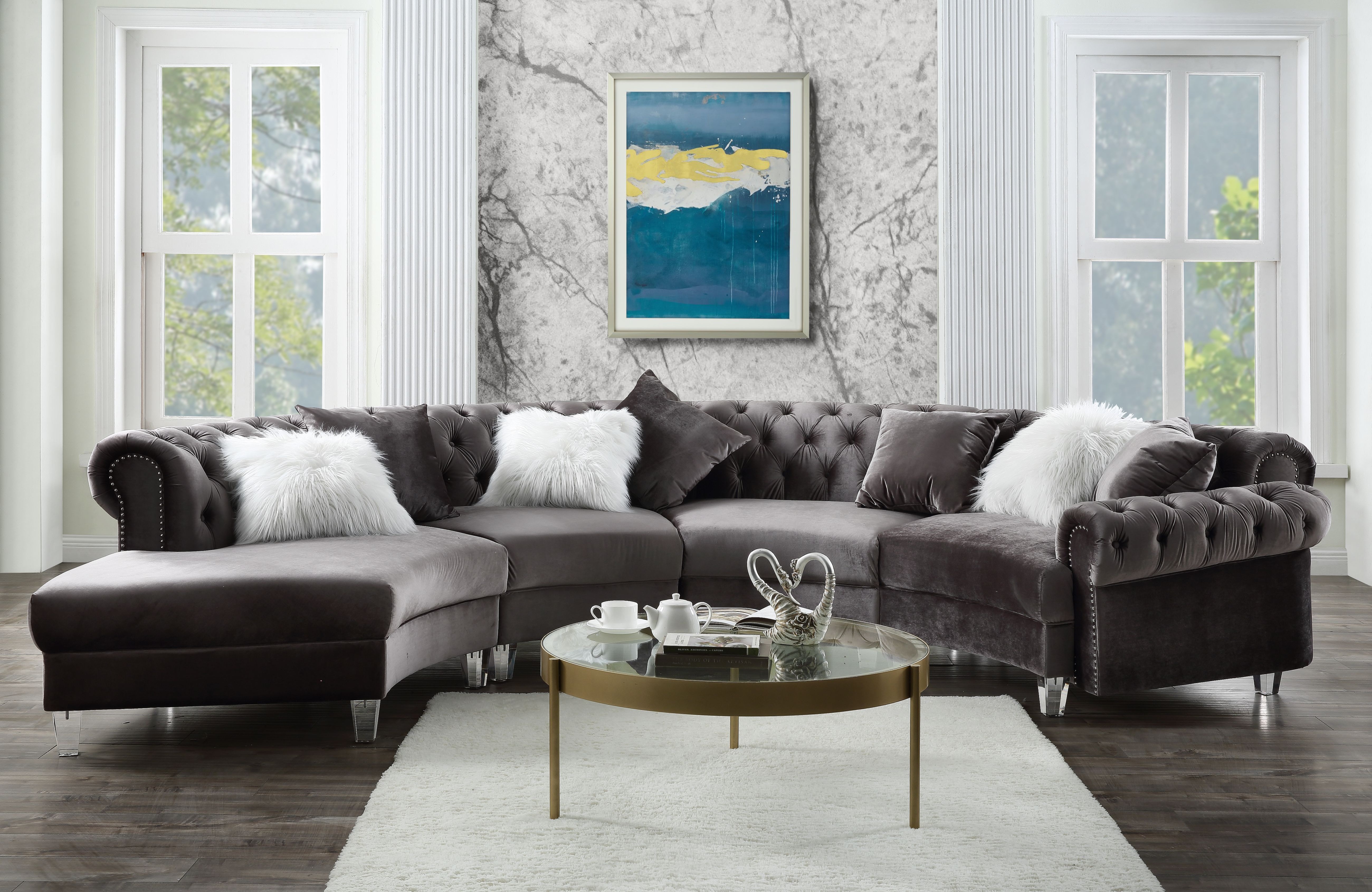 Acme Furniture Living Room Ninagold Sectional Sofa 57355 - The Furniture  Mall - Duluth and the