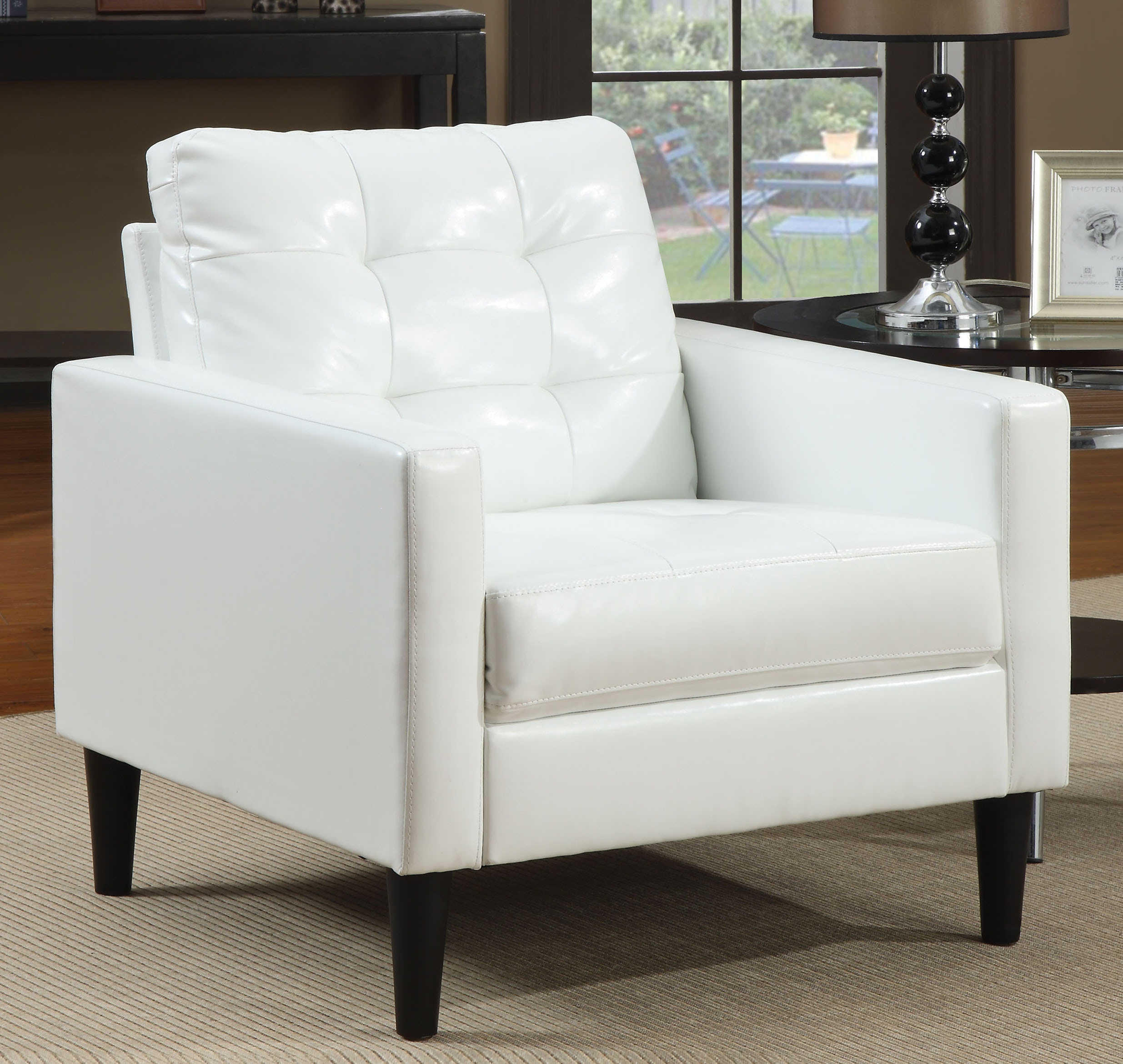 acme balin white faux leather accent chair