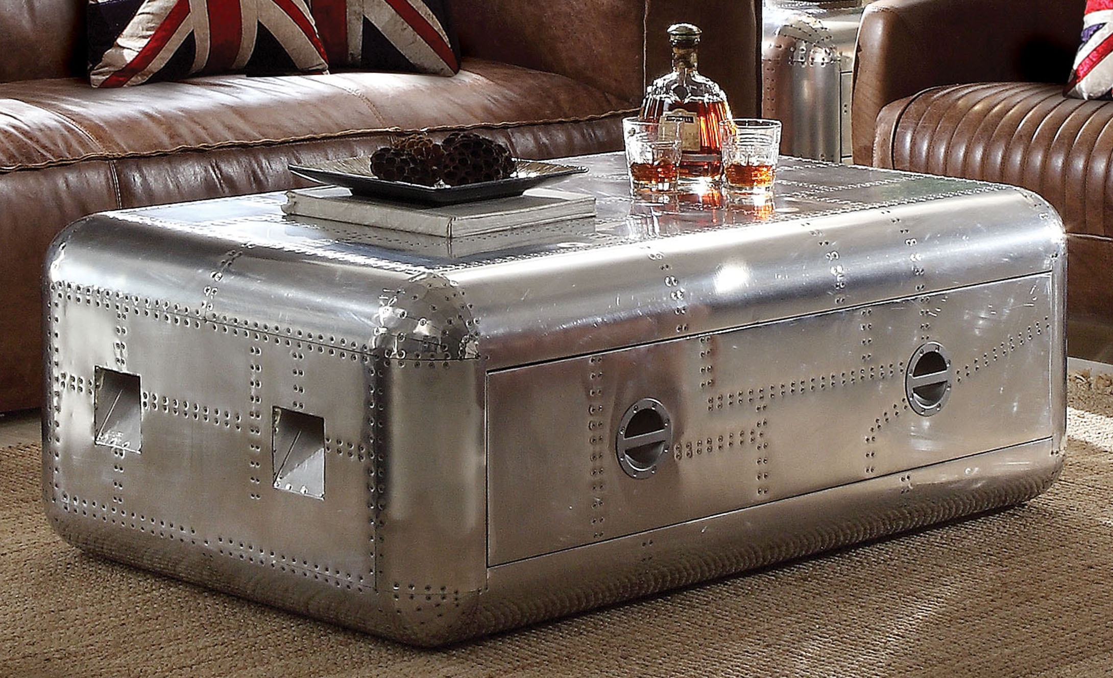 Steel trunk 2024 coffee table