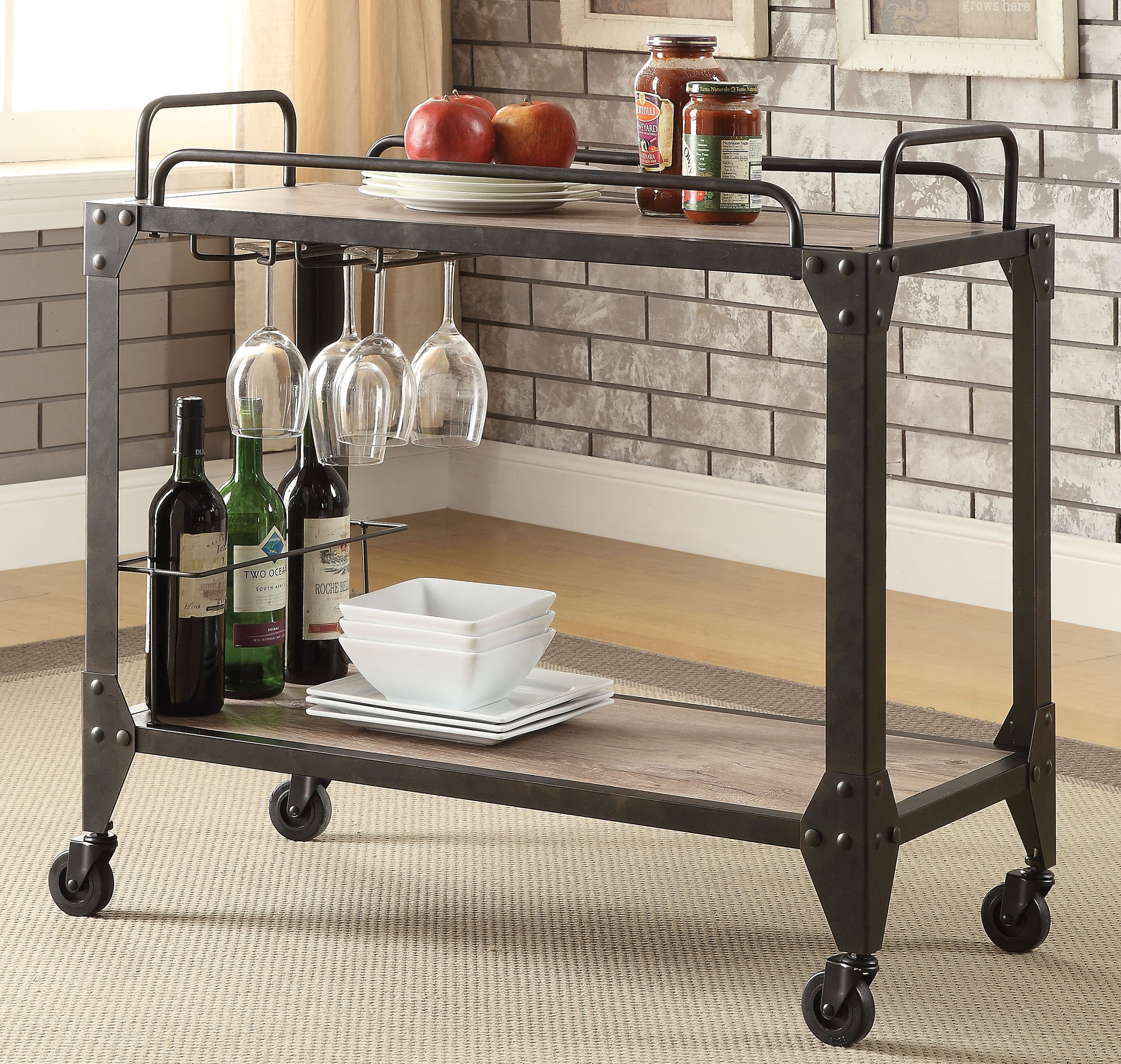 Acme Furniture Home Accents Caitlin Serving Cart 98174 Hi Desert