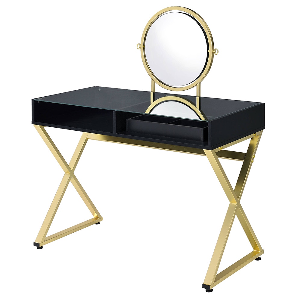  Coleen Vanity Desk With Mirror and Jewelry Tray 
